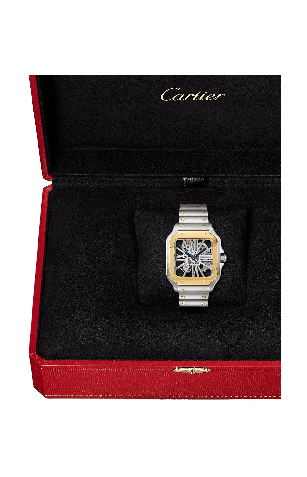 SANTOS DE CARTIER MODELLO GRANDE, MANUALE, ORO GIALLO E ACCIAIO, CINTURINI INTERCAMBIABILI IN METALLO E PELLE - WHSA0019