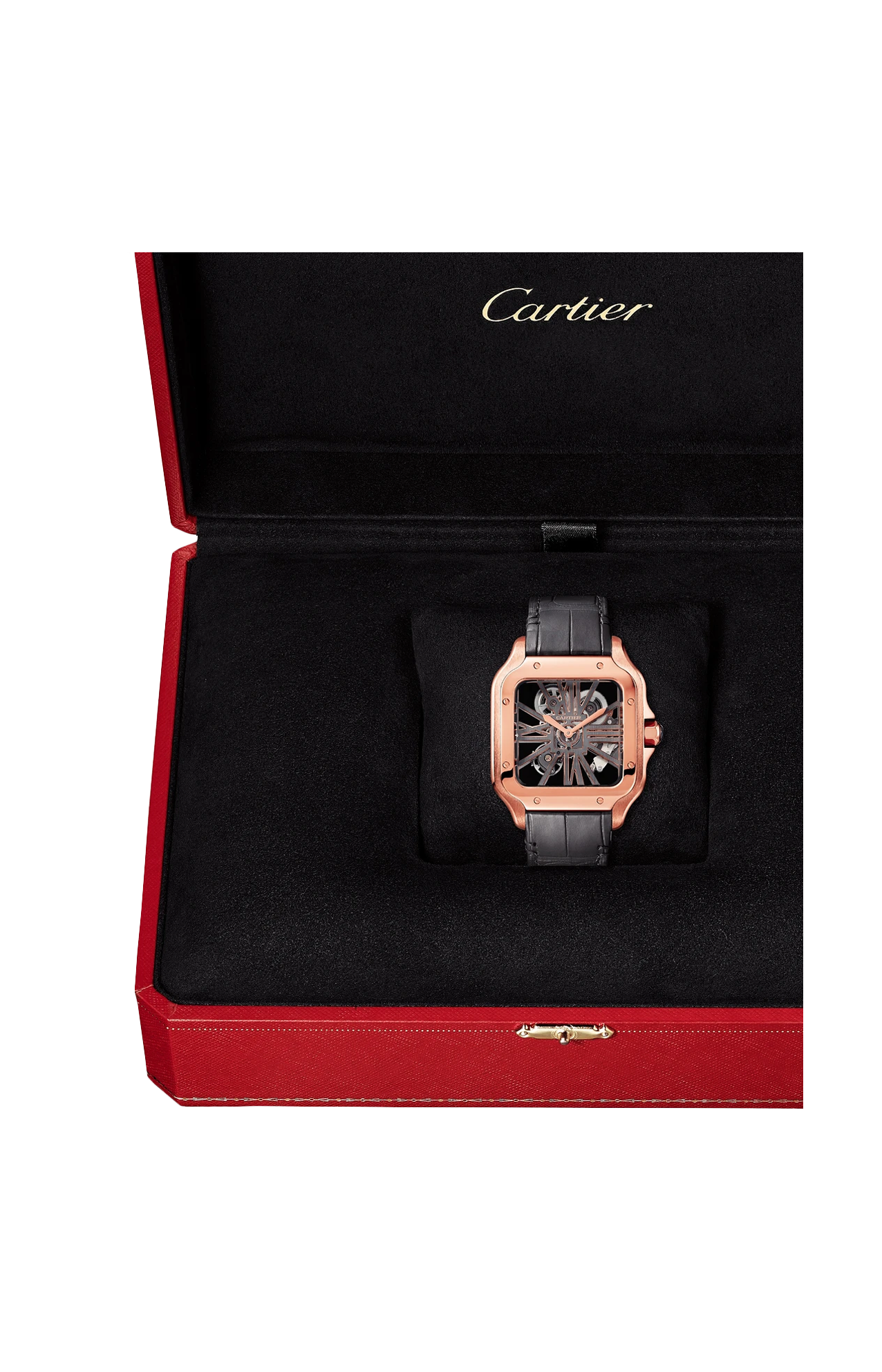 SANTOS DE CARTIER MODELLO GRANDE, MANUALE, ORO ROSA, CINTURINI INTERCAMBIABILI IN PELLE - WHSA0018