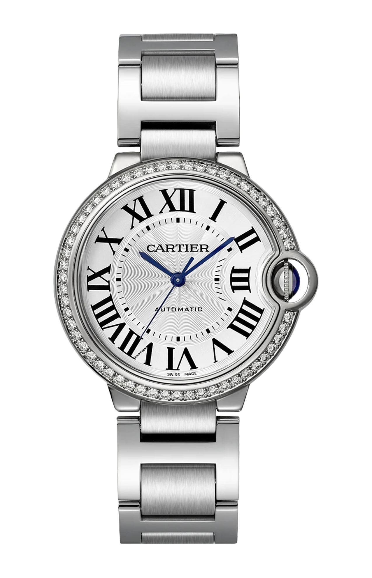 BALLON BLEU DE CARTIER 36 MM, ACCIAIO E DIAMANTI - W4BB0024