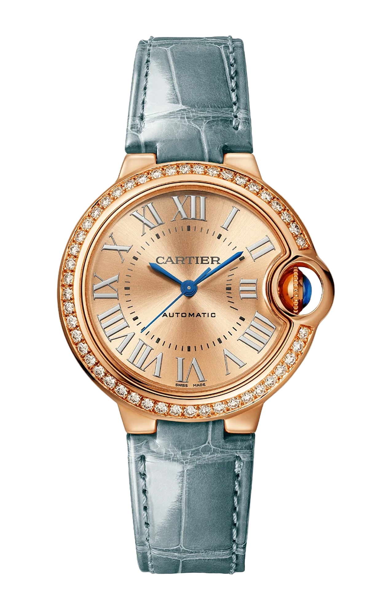 BALLON BLEU DE CARTIER 33 MM, ORO ROSA, DIAMANTI, PELLE - WJBB0076