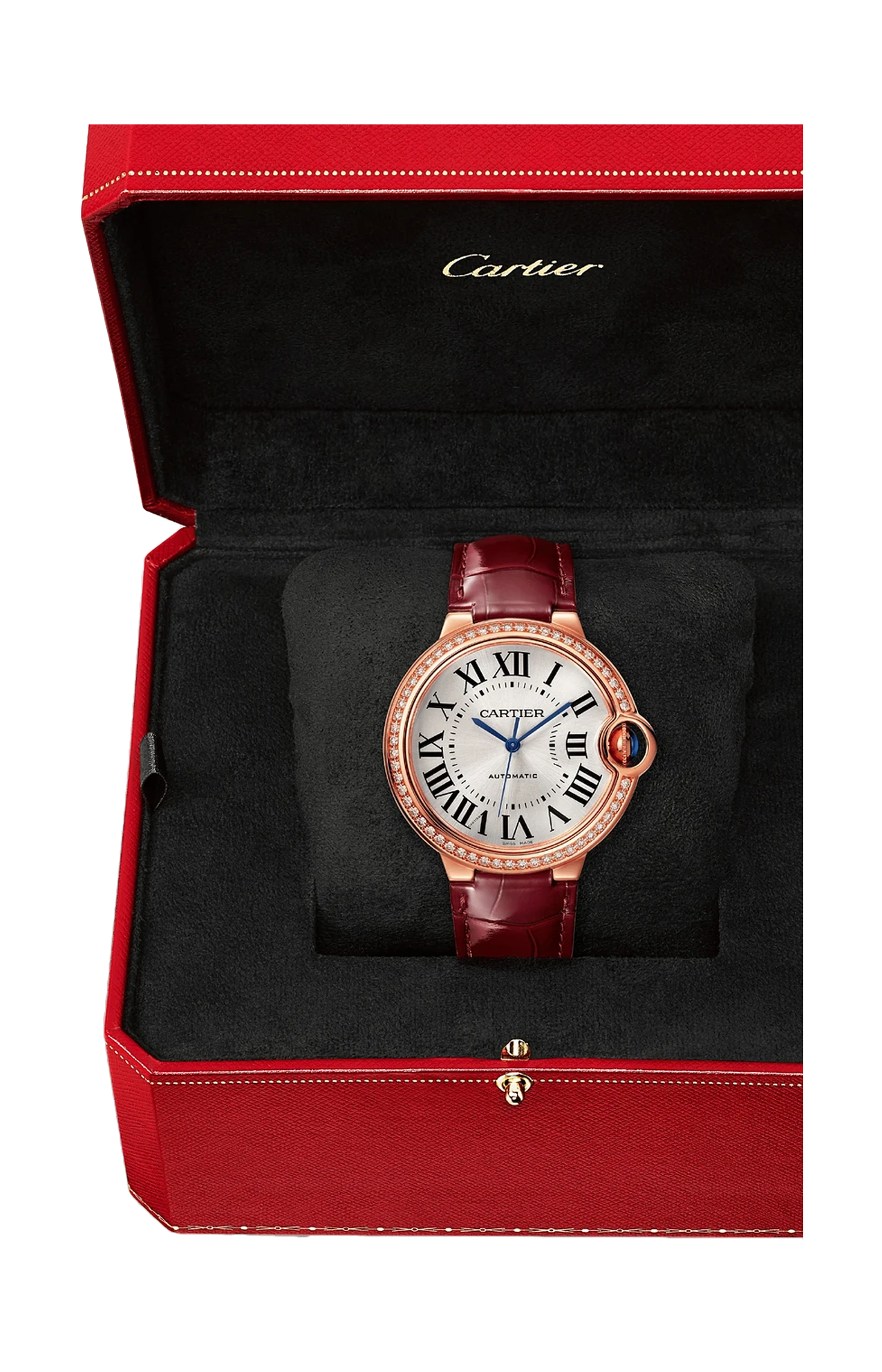 BALLON BLEU DE CARTIER 36 MM, ORO ROSA, DIAMANTI, PELLE - WJBB0034