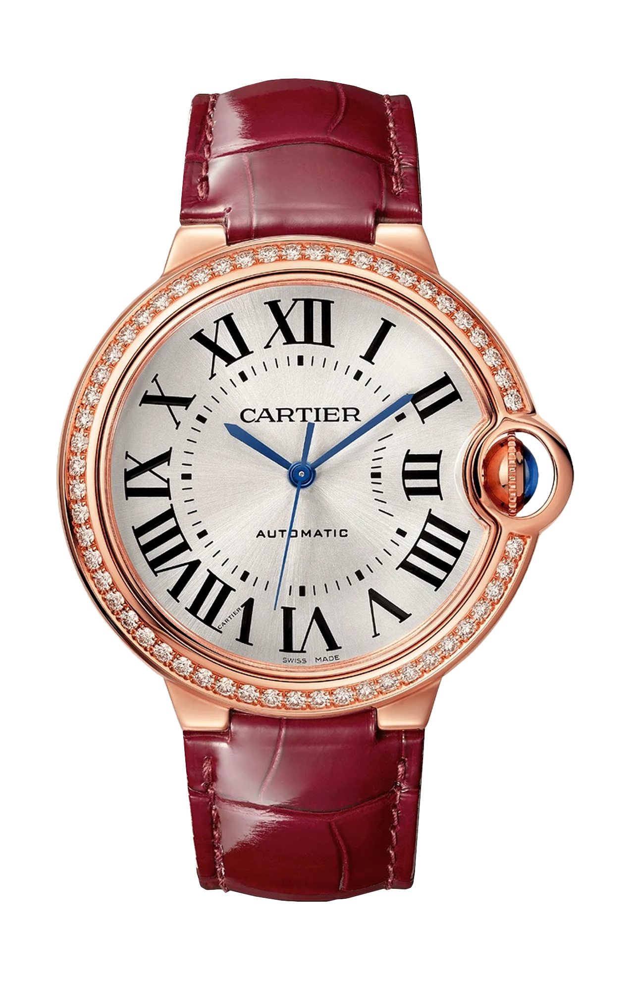 BALLON BLEU DE CARTIER 36 MM, ORO ROSA, DIAMANTI, PELLE - WJBB0034