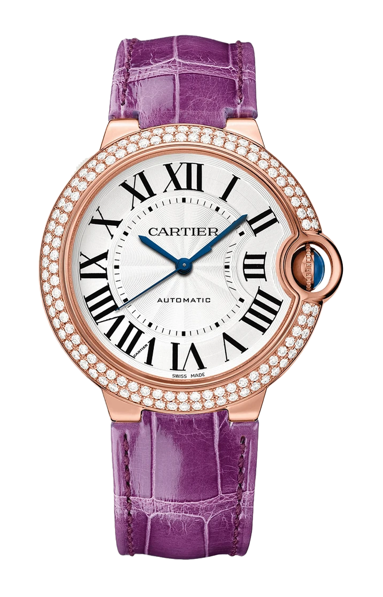 BALLON BLEU DE CARTIER 36 MM, ORO ROSA, DIAMANTI, PELLE - WJBB0050