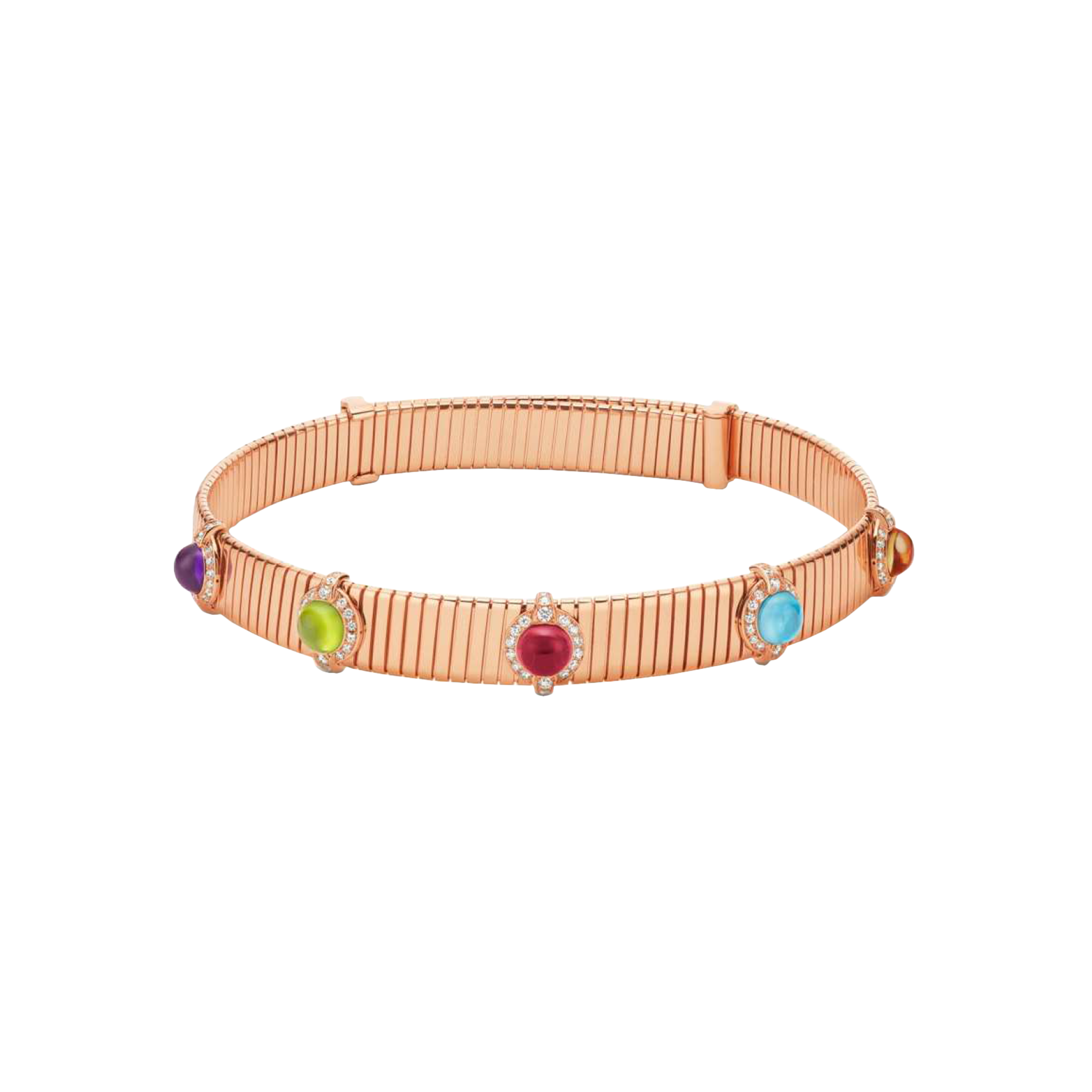 CHOKER  SERPENTI TUBOGAS IN ORO ROSA CON DIAMANTI E MULTIGEMME - 360055 - 360055