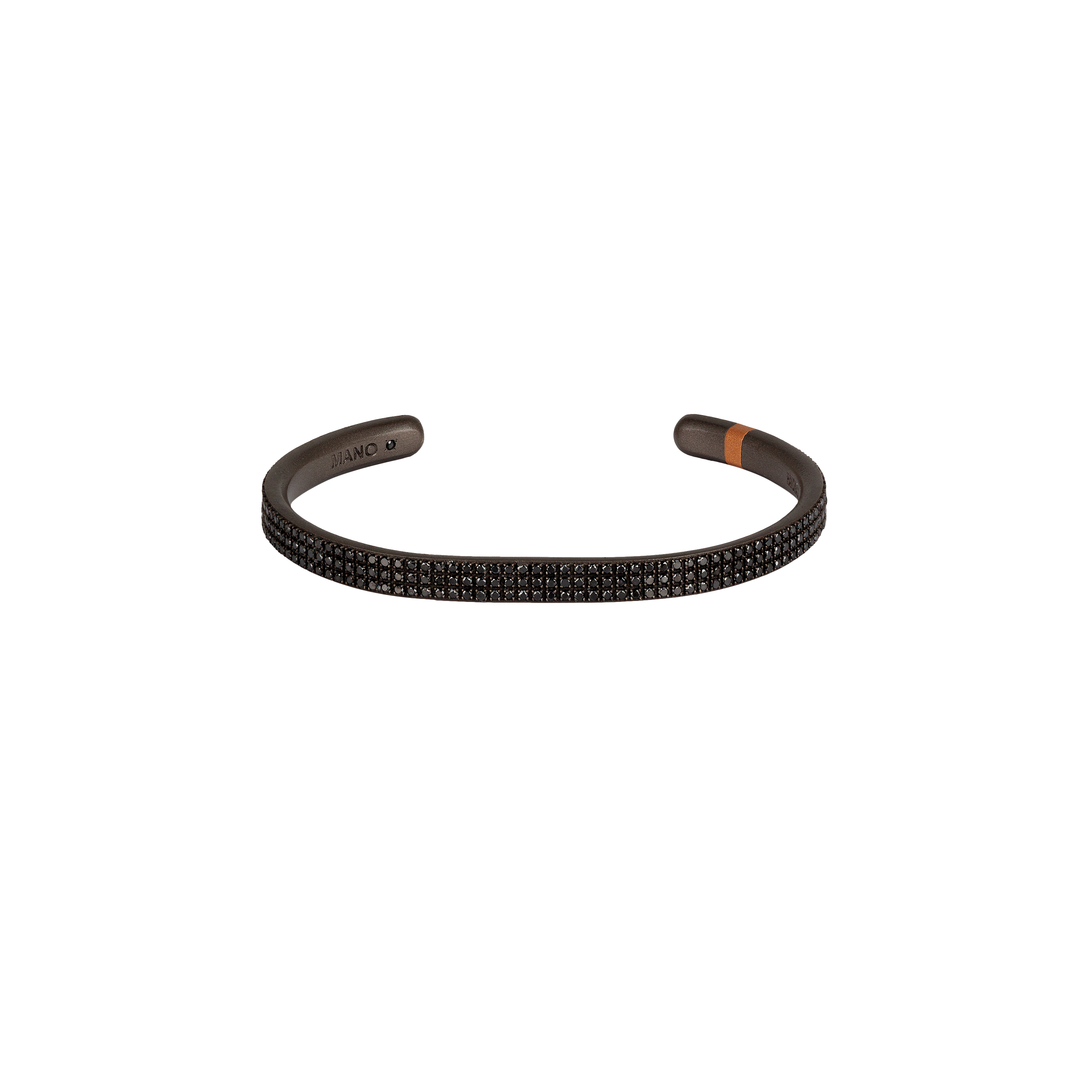 BRACCIALE UOMO MINIMAL 3 FILE TUTTO INCASSATO IN TITANIO, ORO E DIAMANTI BLACK - PAVBRTRGB3LT - PAVBRTRGB3LT