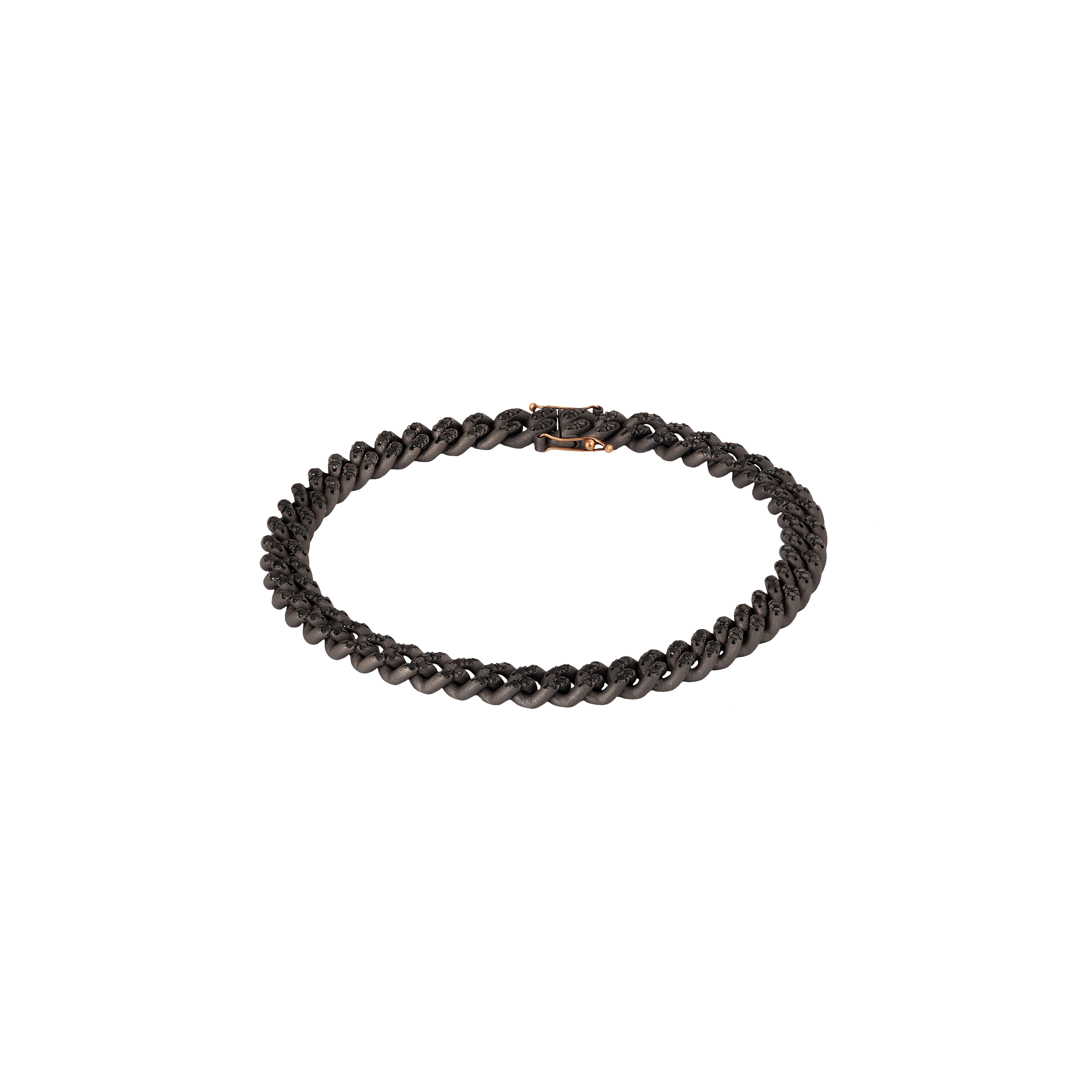 BRACCIALE UOMO GROUMETTE IN TITANIO, DIAMANTI BLACK E ORO ROSSO - GROUBRTBSN - GROUBRTBSN