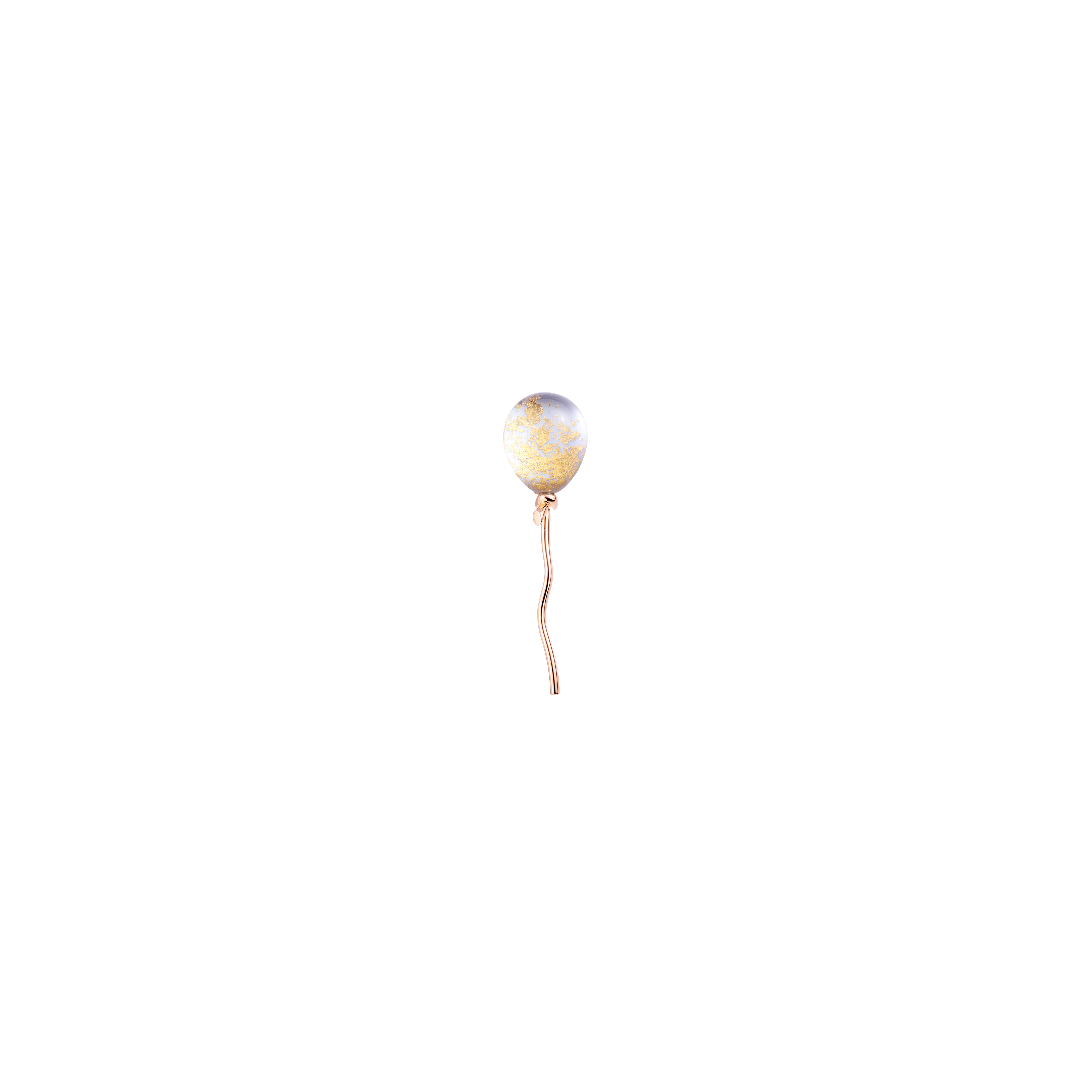 ORECCHINO SINGOLO PALLONCINI IN ORO ROSA CON MADREPERLA BIANCA, FOGLIA D'ORO ROSA E CRISTALLO DI ROCCA - 000168MB304