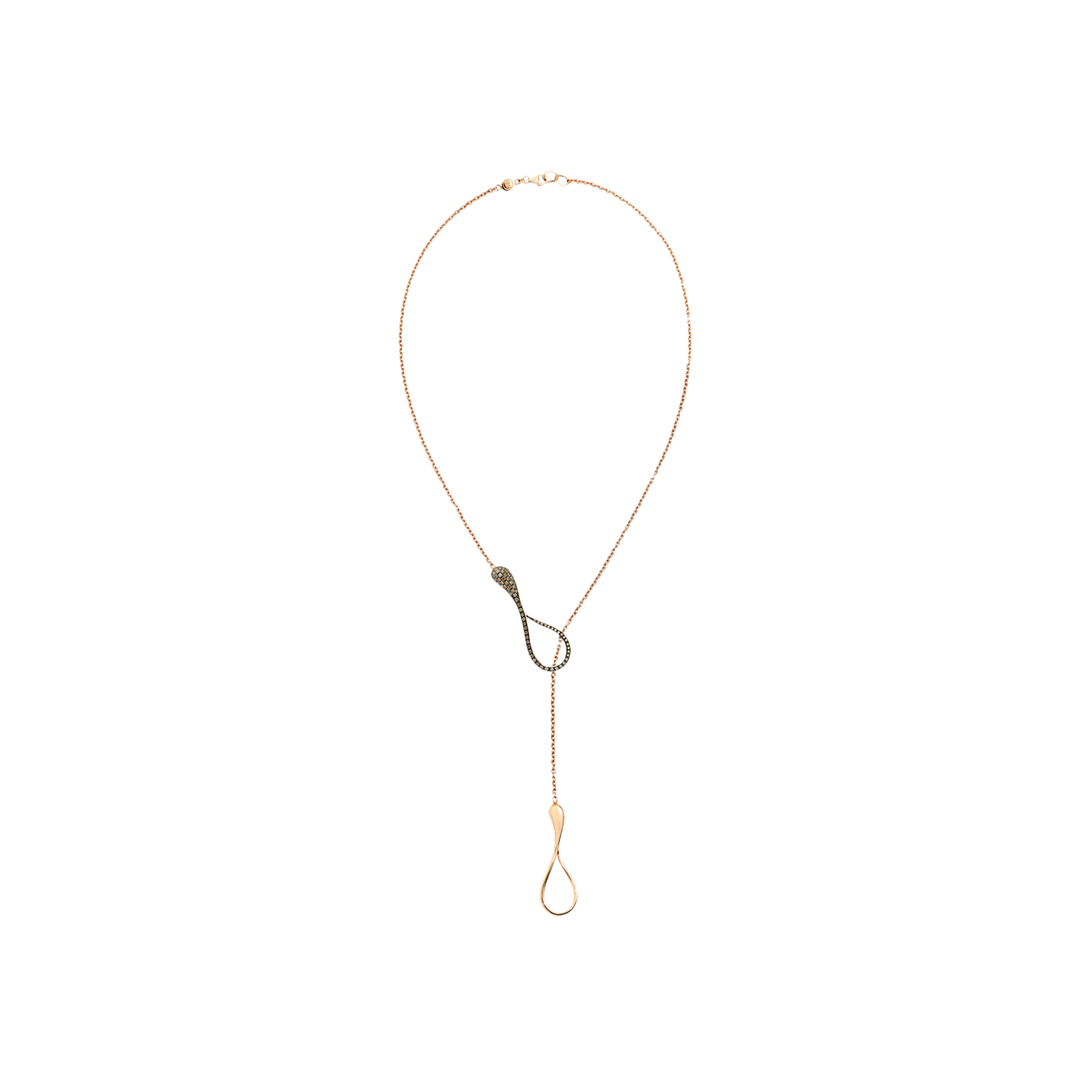 COLLANA Y-SHAPE IN  ORO ROSA BRUNITO 18K E DIAMANTI BROWN- DEK07CARNDW - DEK07CARNDW