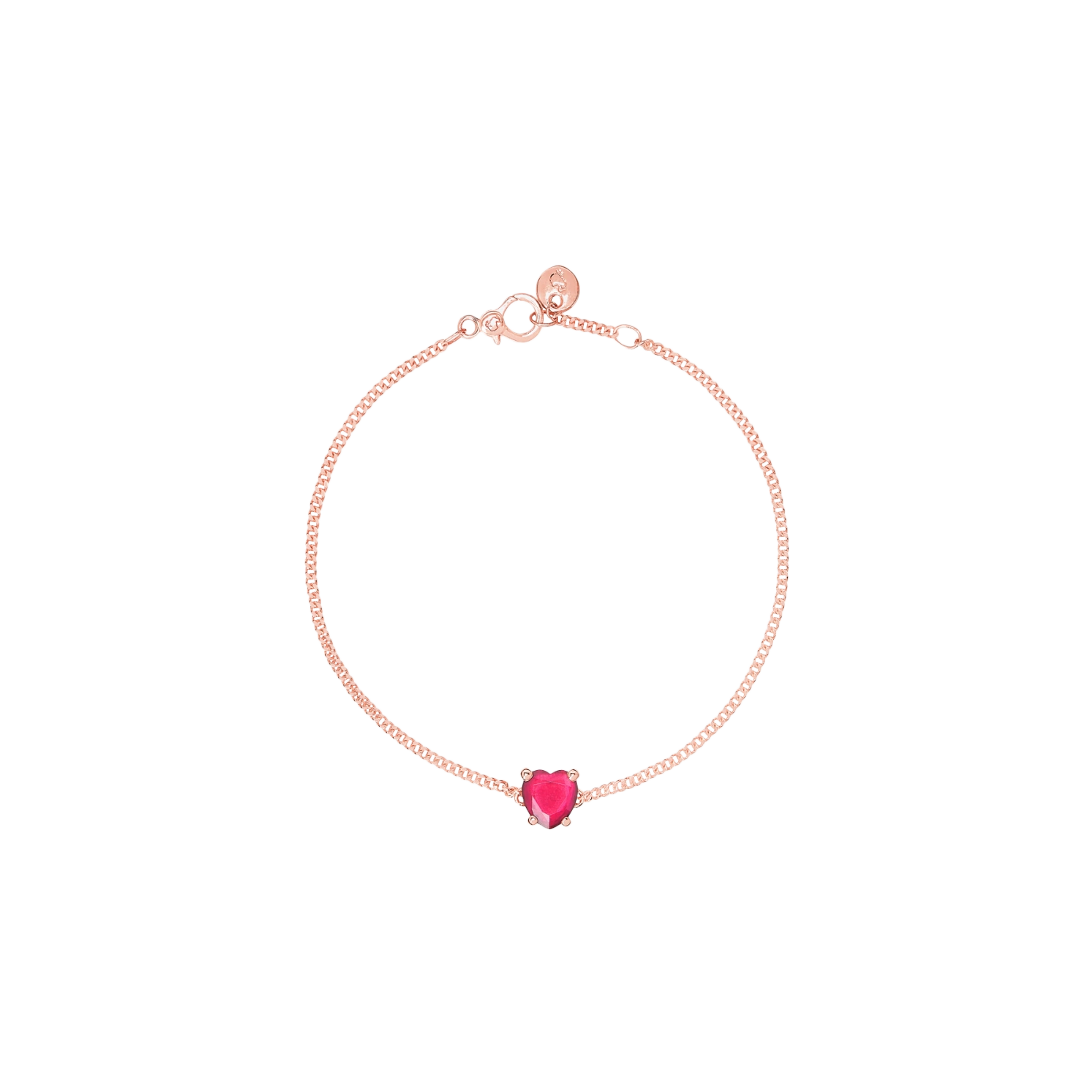 DODO CUORE - BRACCIALE CUORE IN ORO ROSA CON RUBINO SINTETICO - DBC3000HEARTSR09R - DBC3000HEARTSR09R