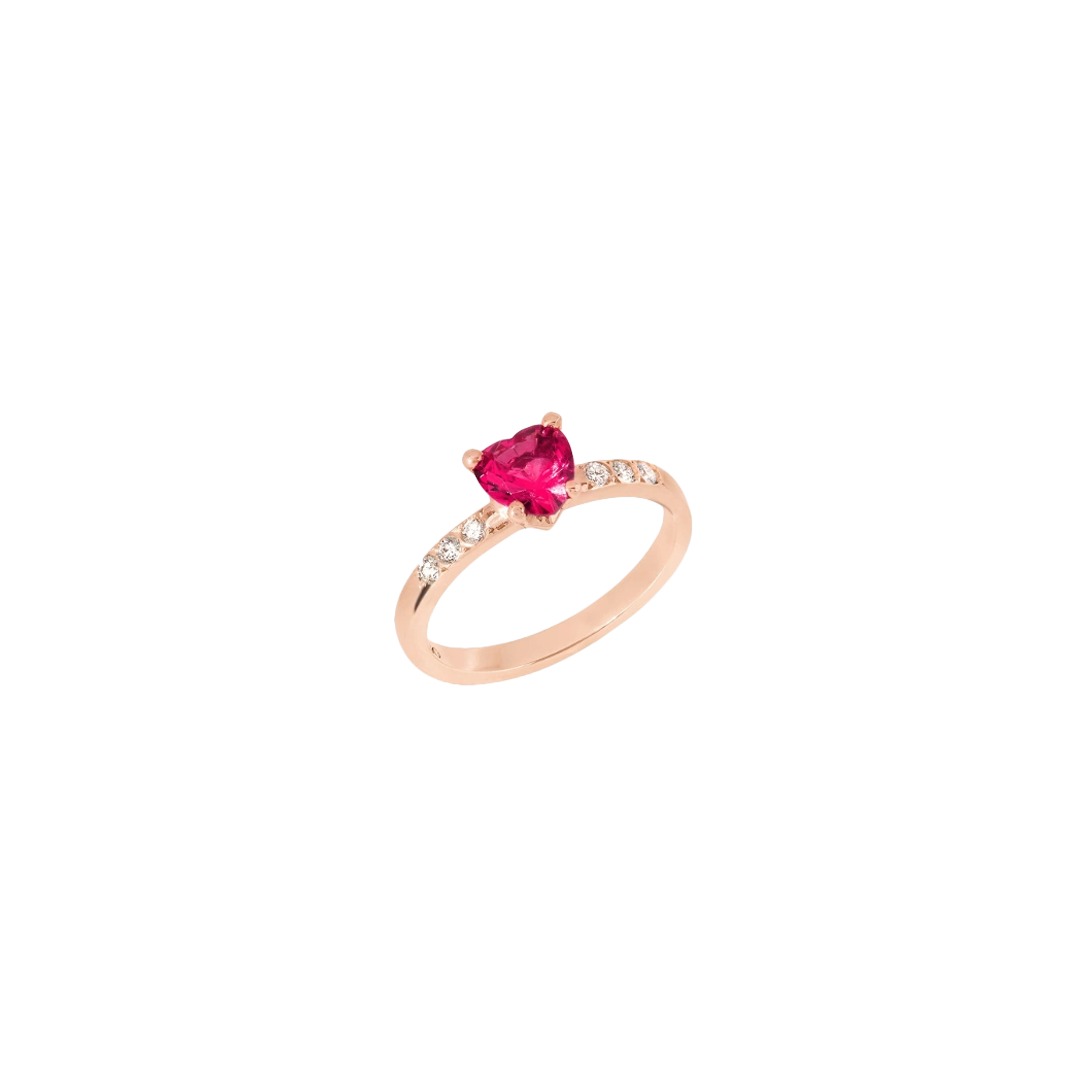 DODO CUORE - ANELLO CUORE IN ORO ROSA CON DIAMANTI E RUBINO SINTETICO - DAC3001HEARTDSR9R - DAC3001HEARTDSR9R