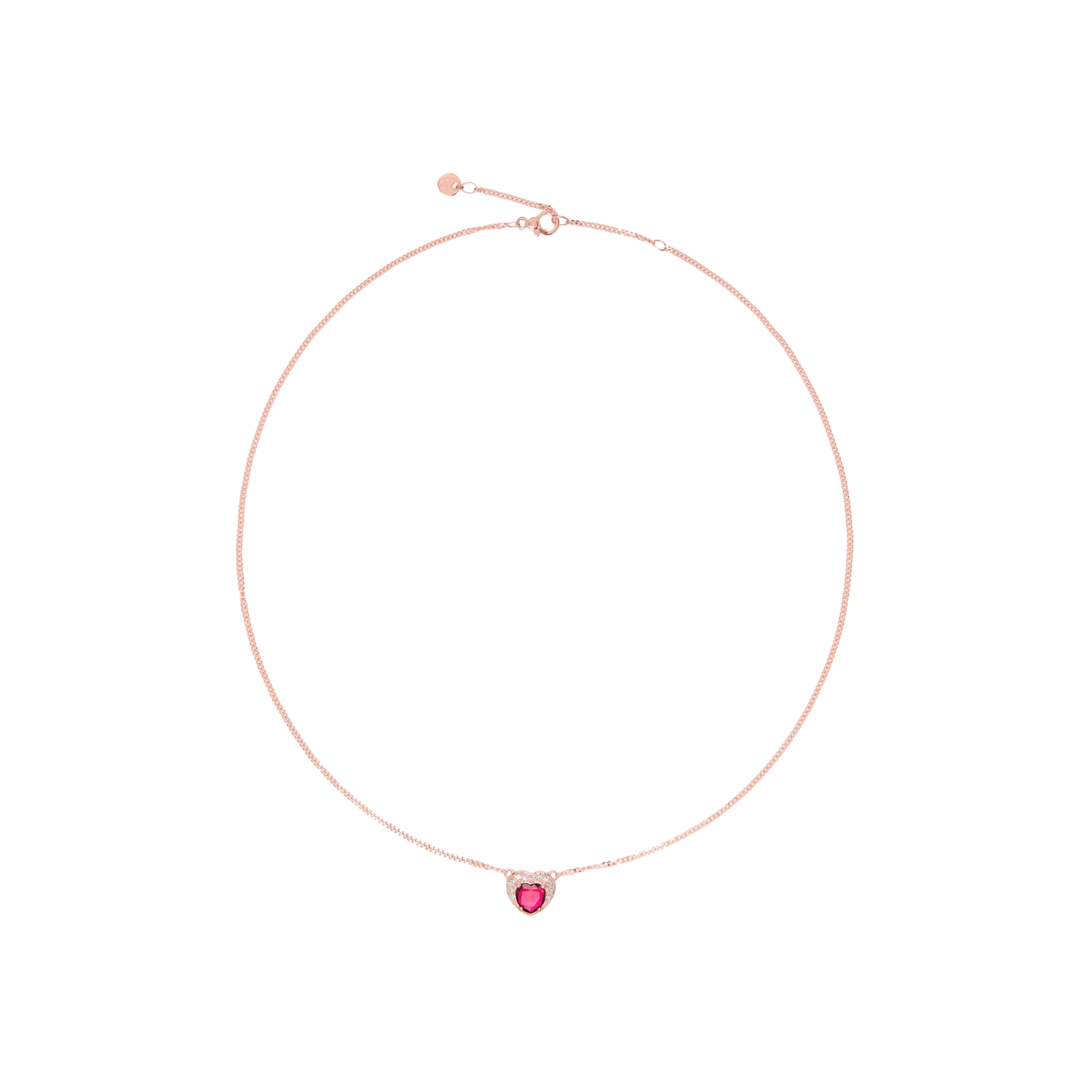 DODO CUORE - COLLANA CUORE IN ORO ROSA CON DIAMANTI E RUBINO SINTETICO - DCC3000HEARTDSR9R - DCC3000HEARTDSR9R