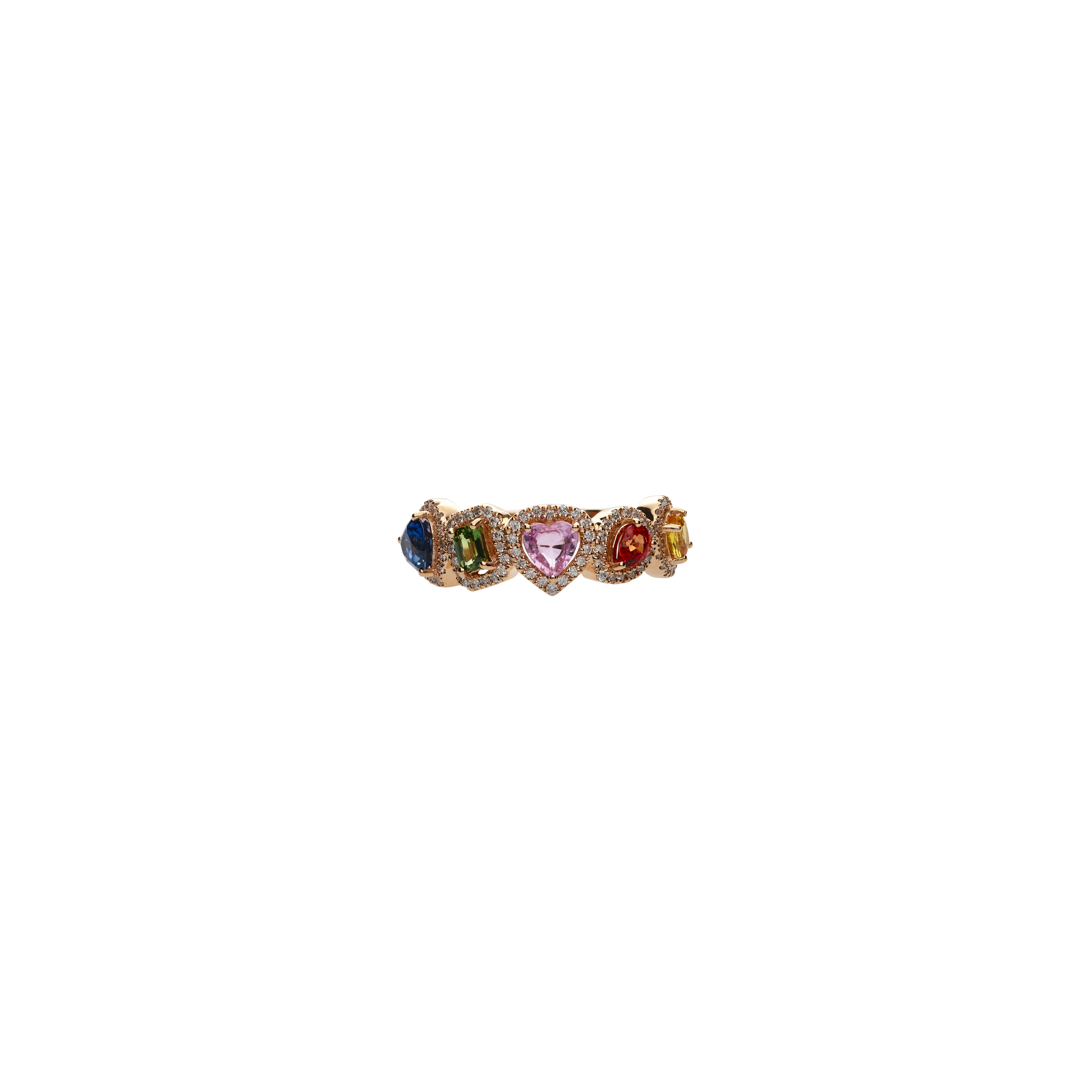 ANELLO RAINBOW IN ORO ROSA CON ZAFFIRI MULTICOLOR E DIAMANTI - KR1232/MS