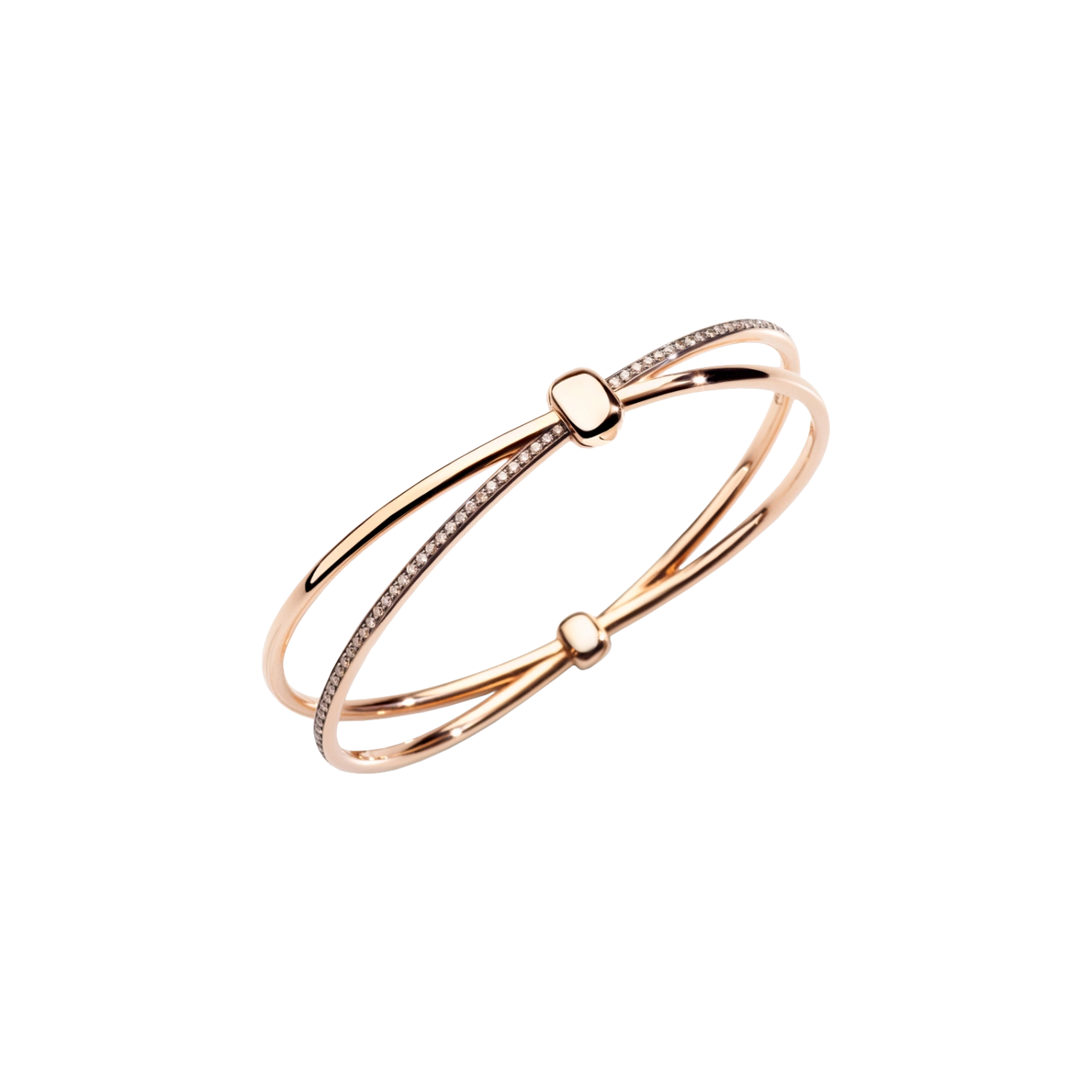 BANGLE POMELLATO TOGETHER IN ORO ROSA CON DIAMANTI BROWN SU ORO ROSA RODIATO NERO - PBC3070O7BKRDBR00 - PBC3070O7BKRDBR00