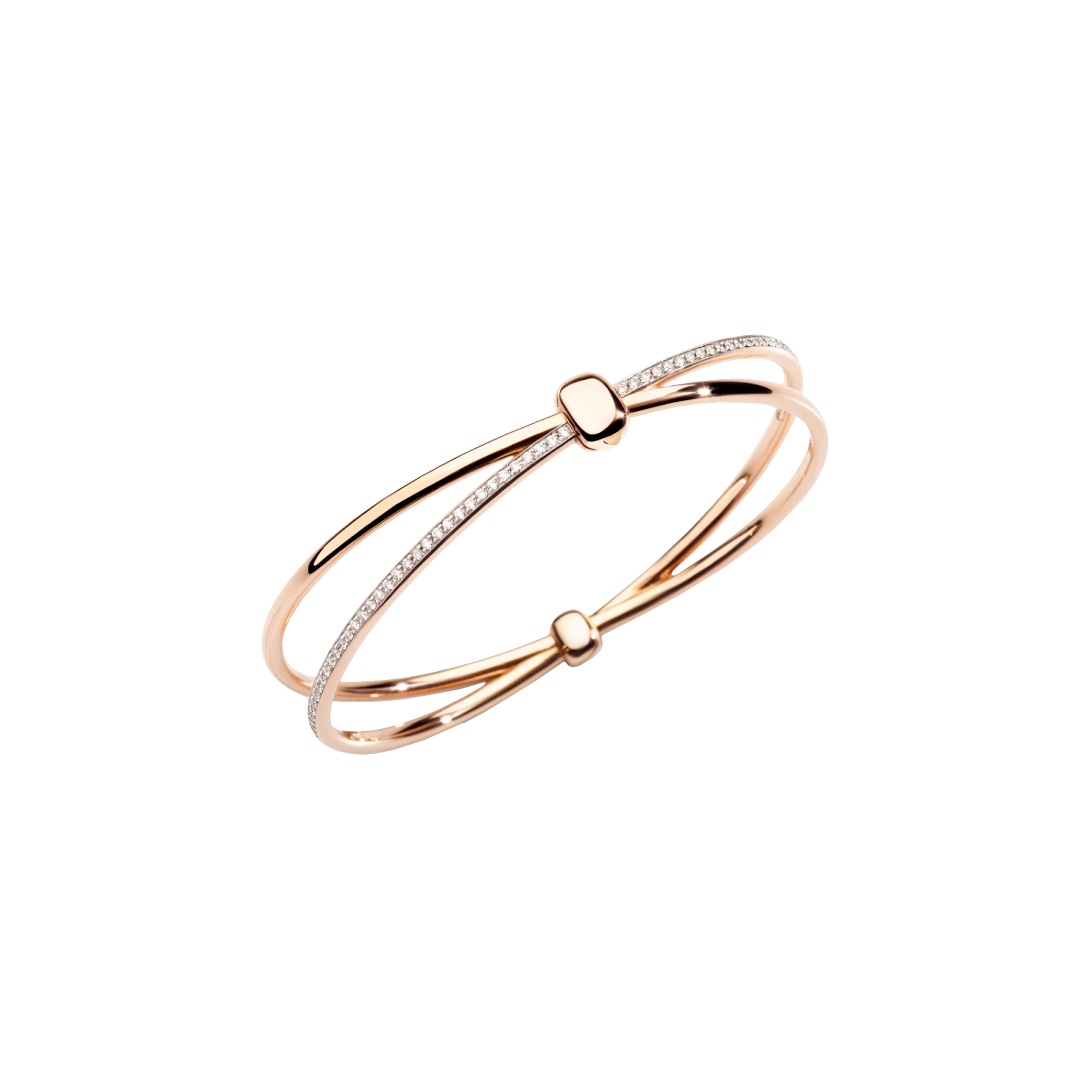 BANGLE POMELLATO TOGETHER IN ORO ROSA CON DIAMANTI BIANCHI SU ORO ROSA RODIATO BIANCO - PBC3070O7WHRDB000 - PBC3070O7WHRDB000