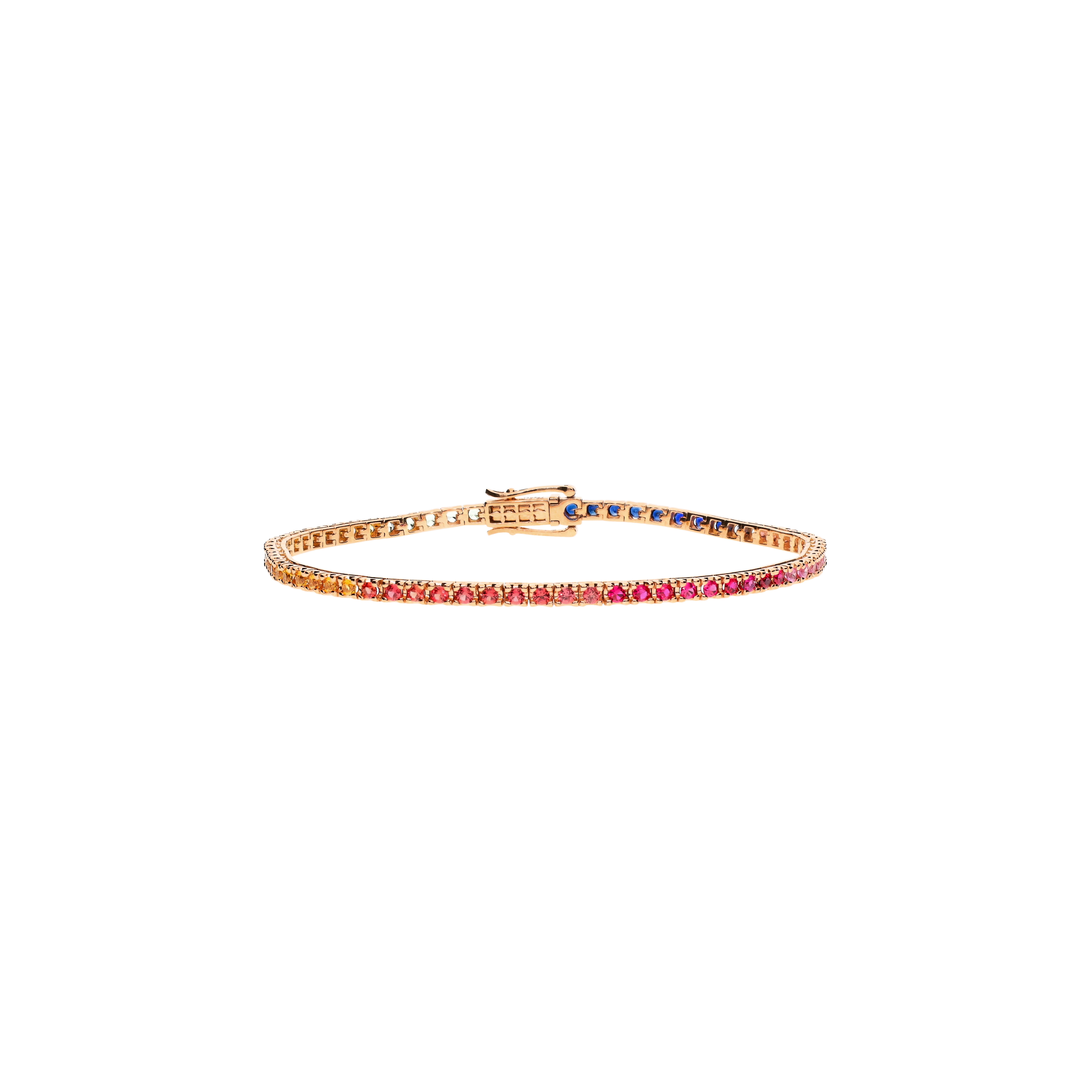 BRACCIALE TENNIS RAINBOW IN ORO ROSA E ZAFFIRI MULTICOLOR - AB0202/RB