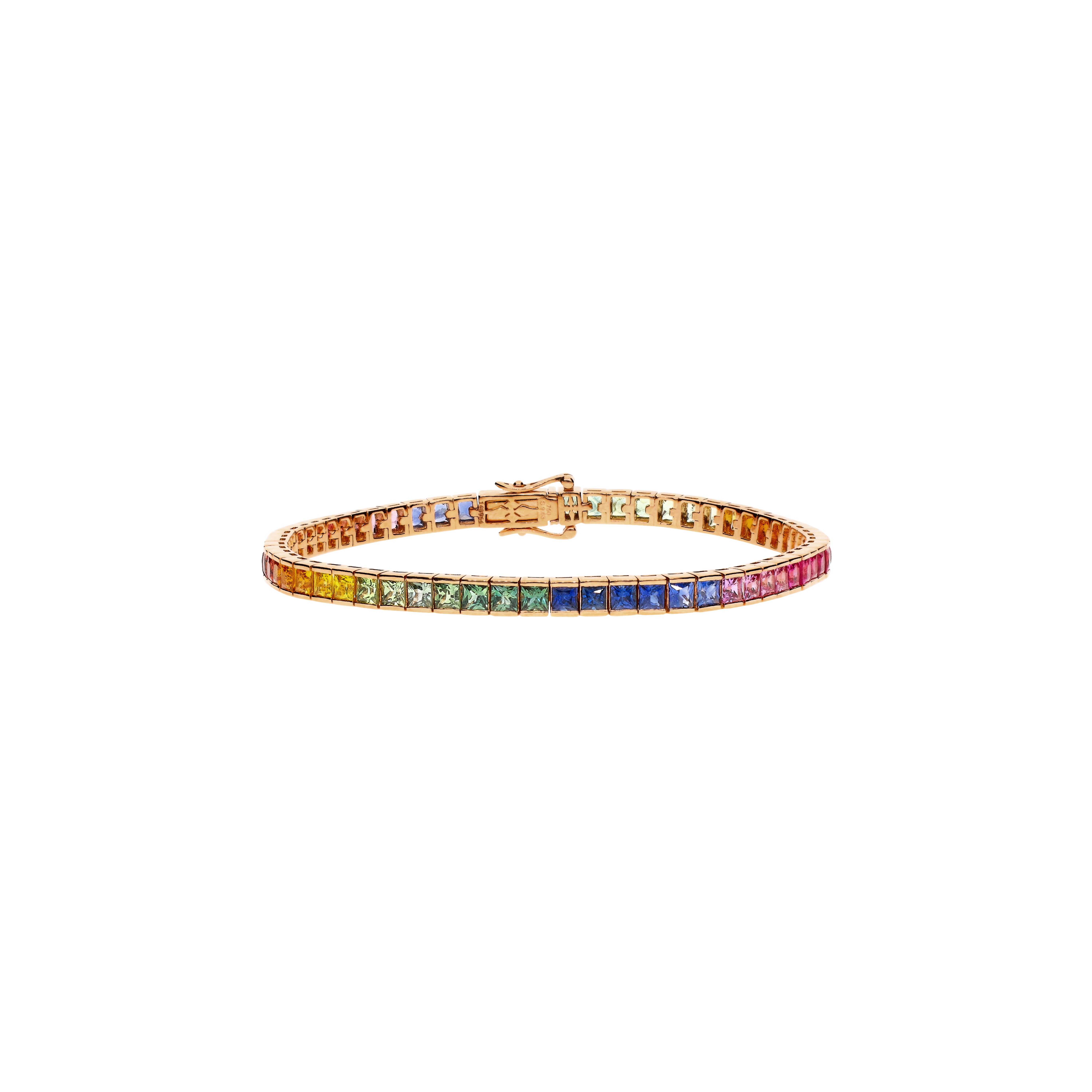 BRACCIALE TENNIS RAINBOW IN ORO ROSA CON ZAFFIRI MULTICOLOR - KB1144/MS