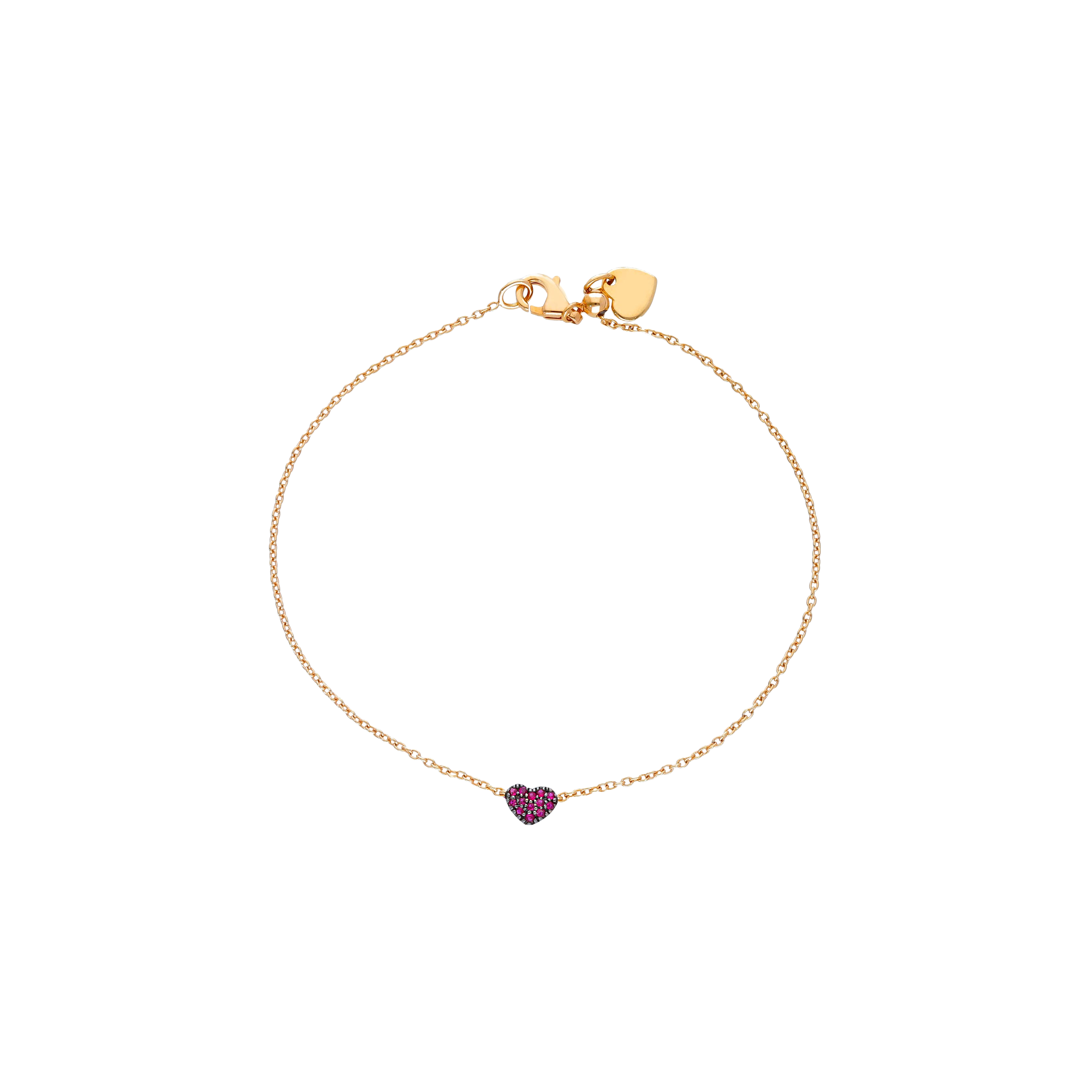 BRACCIALE IN ORO ROSA CON CUORE IN PAVÉ DI RUBINI - 222924