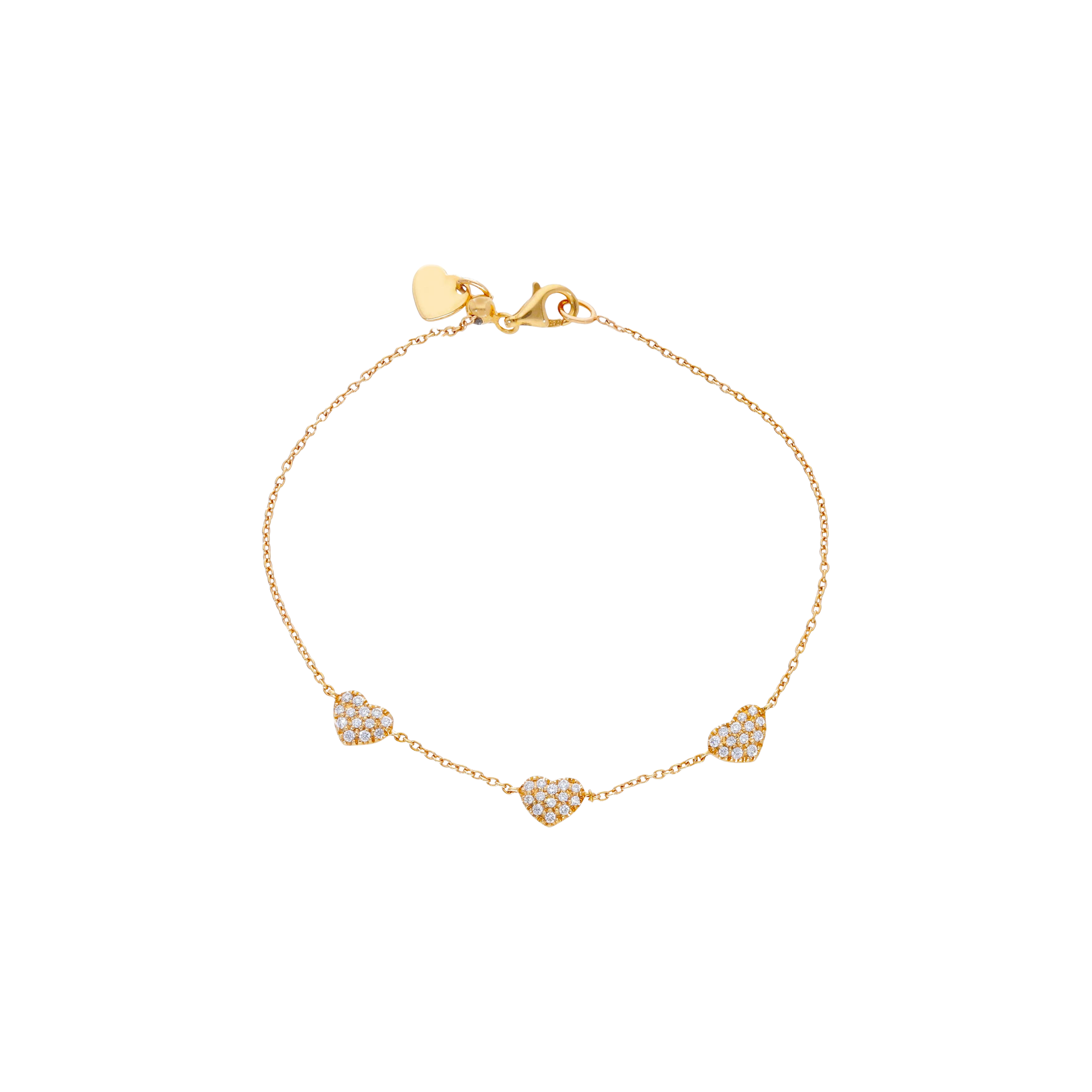 BRACCIALE IN ORO ROSA CON TRE CUORI IN PAVÉ DI DIAMANTI - 248431