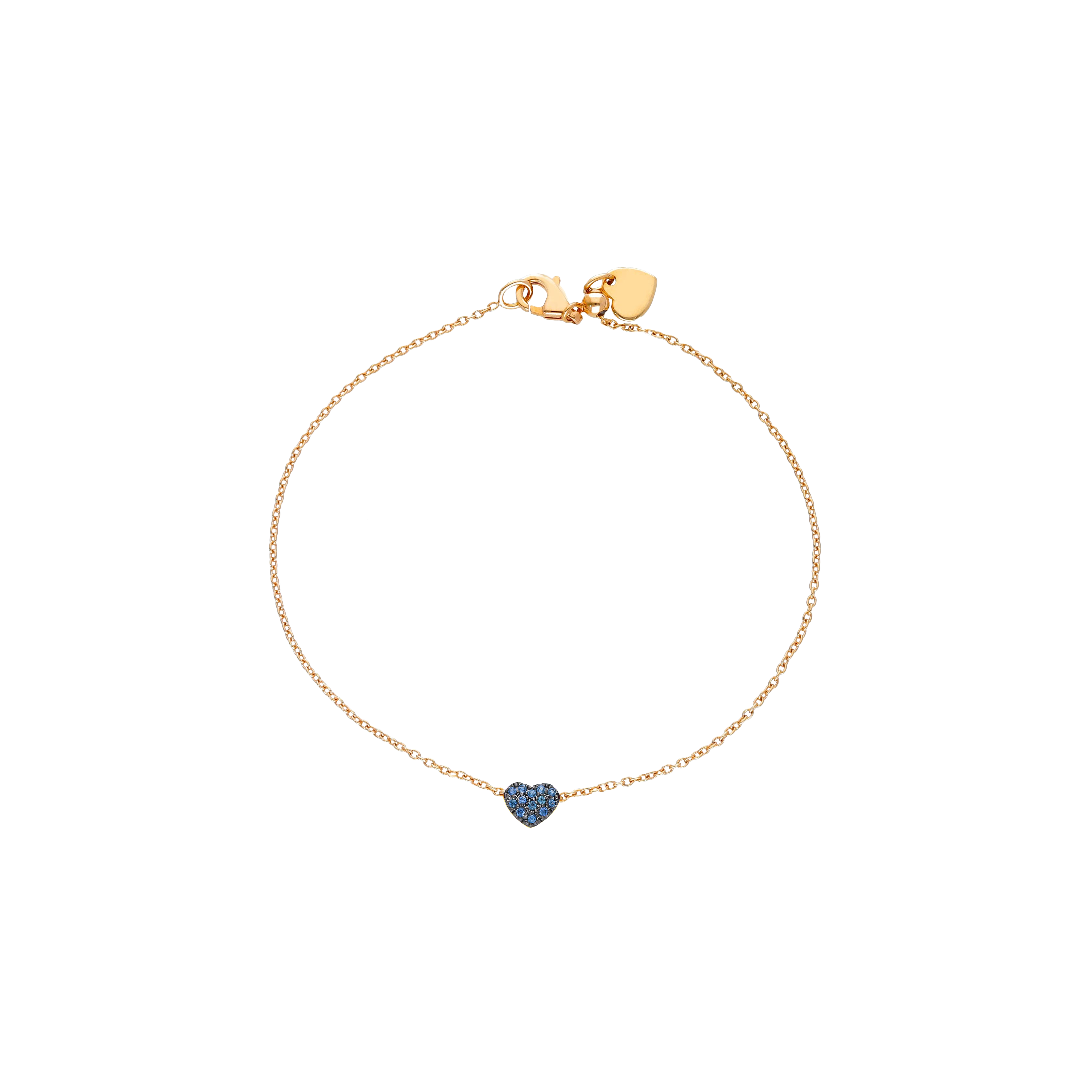 BRACCIALE IN ORO ROSA CON CUORE IN PAVÉ DI ZAFFIRI BLU - 222925