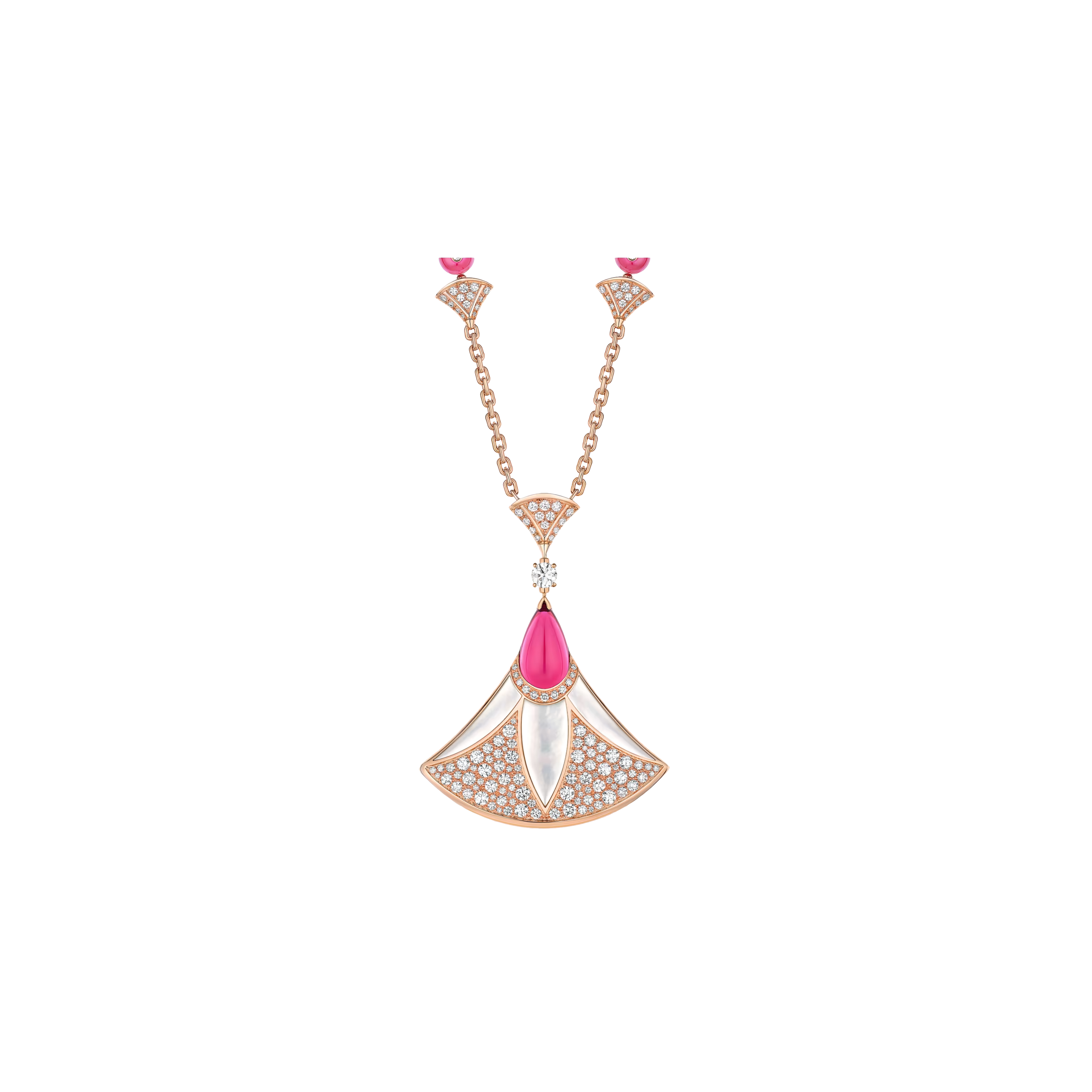 COLLANA DIVAS' DREAM IN ORO ROSA CON RUBELLITE, MADREPERLA E PAVÉ DI DIAMANTI - CL859983 - CL859983