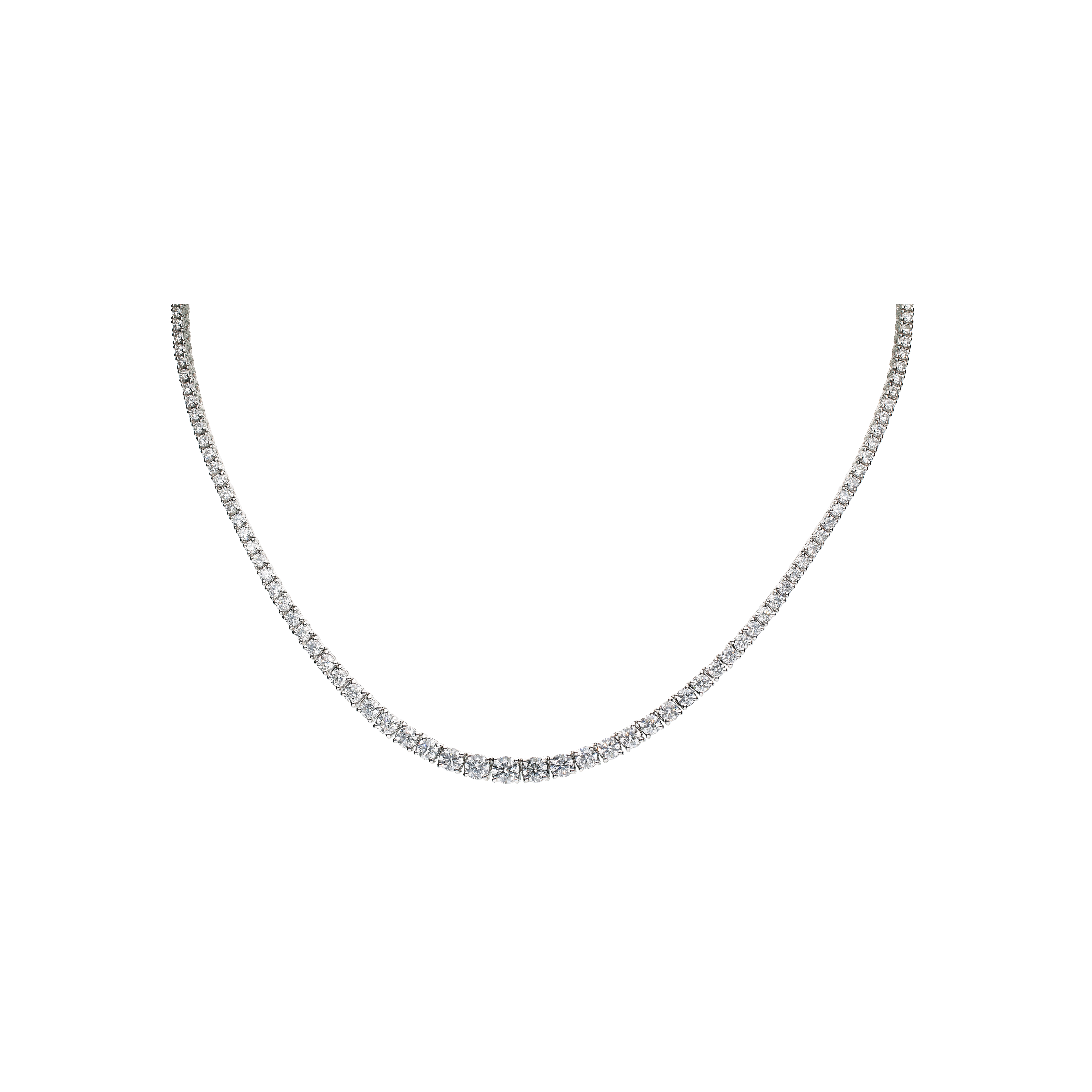 COLLANA TENNIS IN ORO BIANCO CON DIAMANTI A SCALARE - 171-2479-30