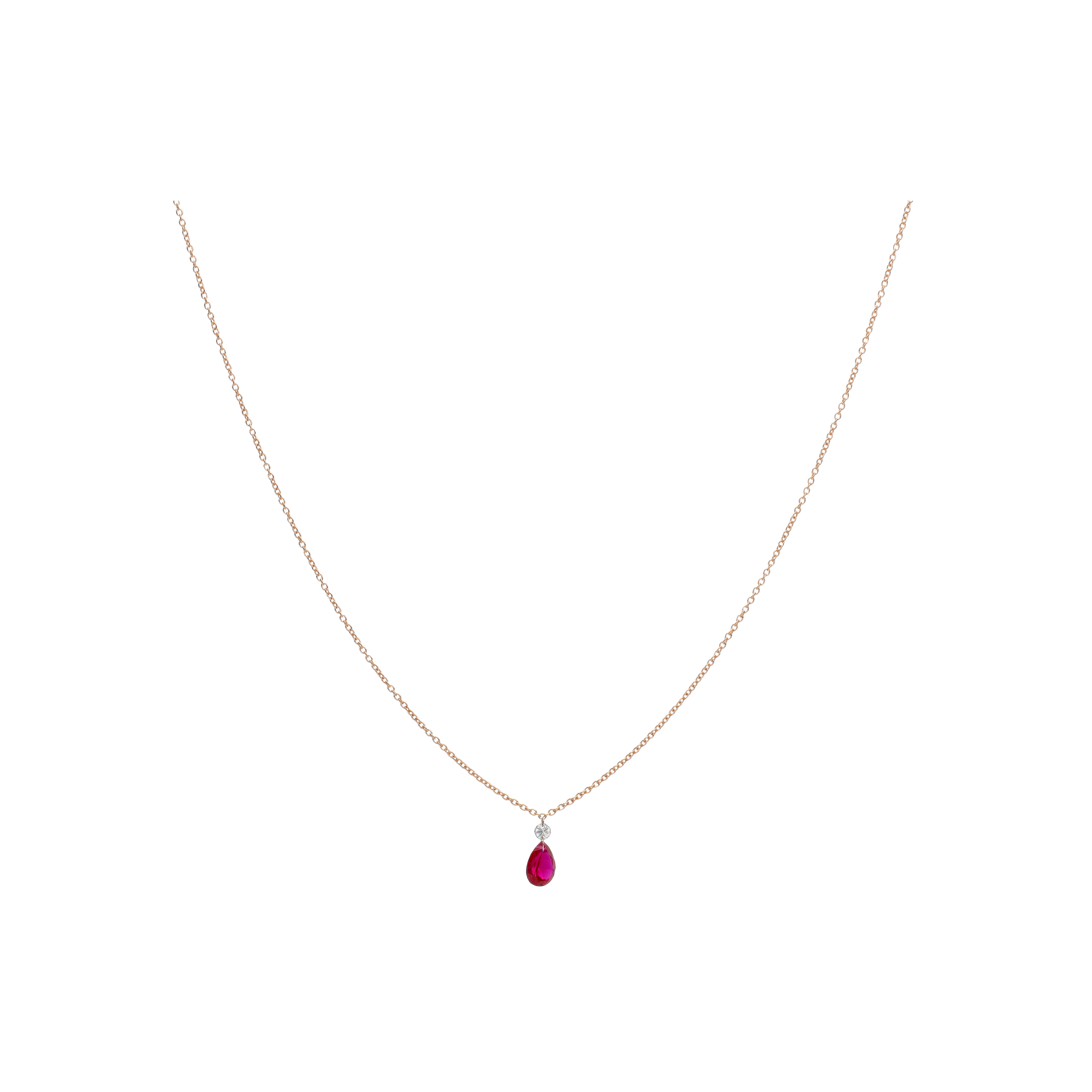 COLLANA IN ORO ROSA CON RUBINO E DIAMANTE - CO069/22-S0