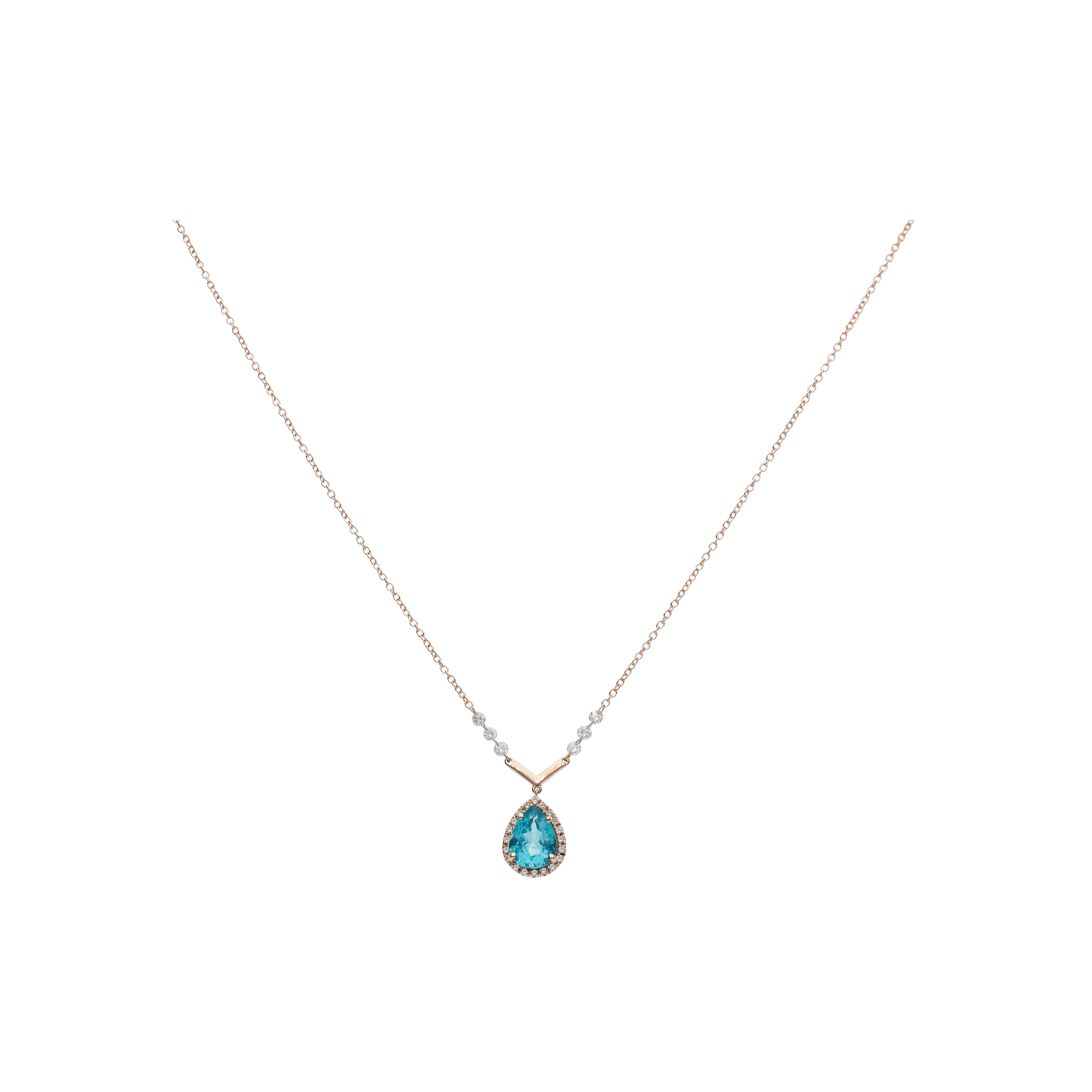 COLLANA IN ORO ROSA CON APATITE E DIAMANTI - C087/2-S0