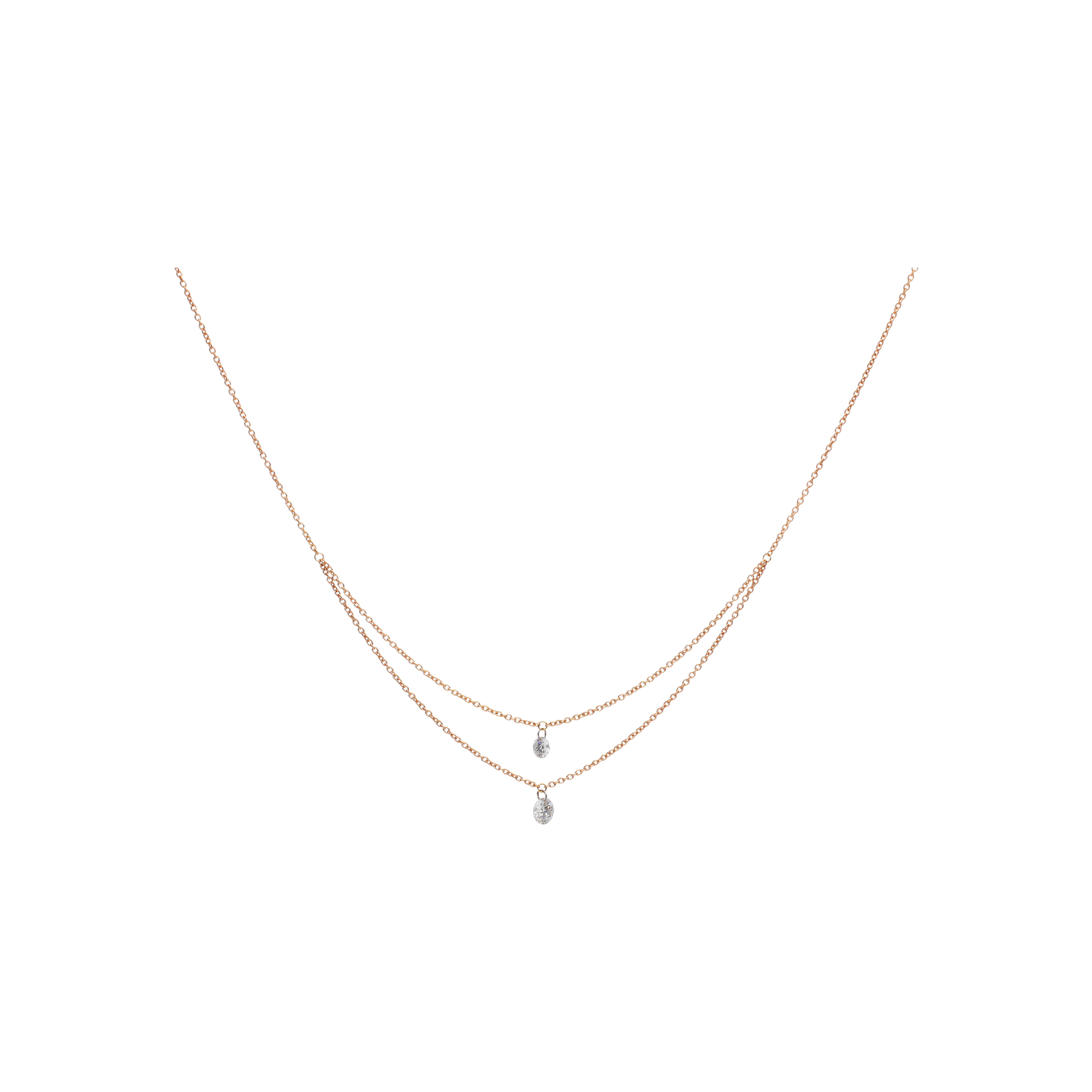 COLLANA A DOPPIO FILO IN ORO ROSA CON DIAMANTI - C058/19/2-S0