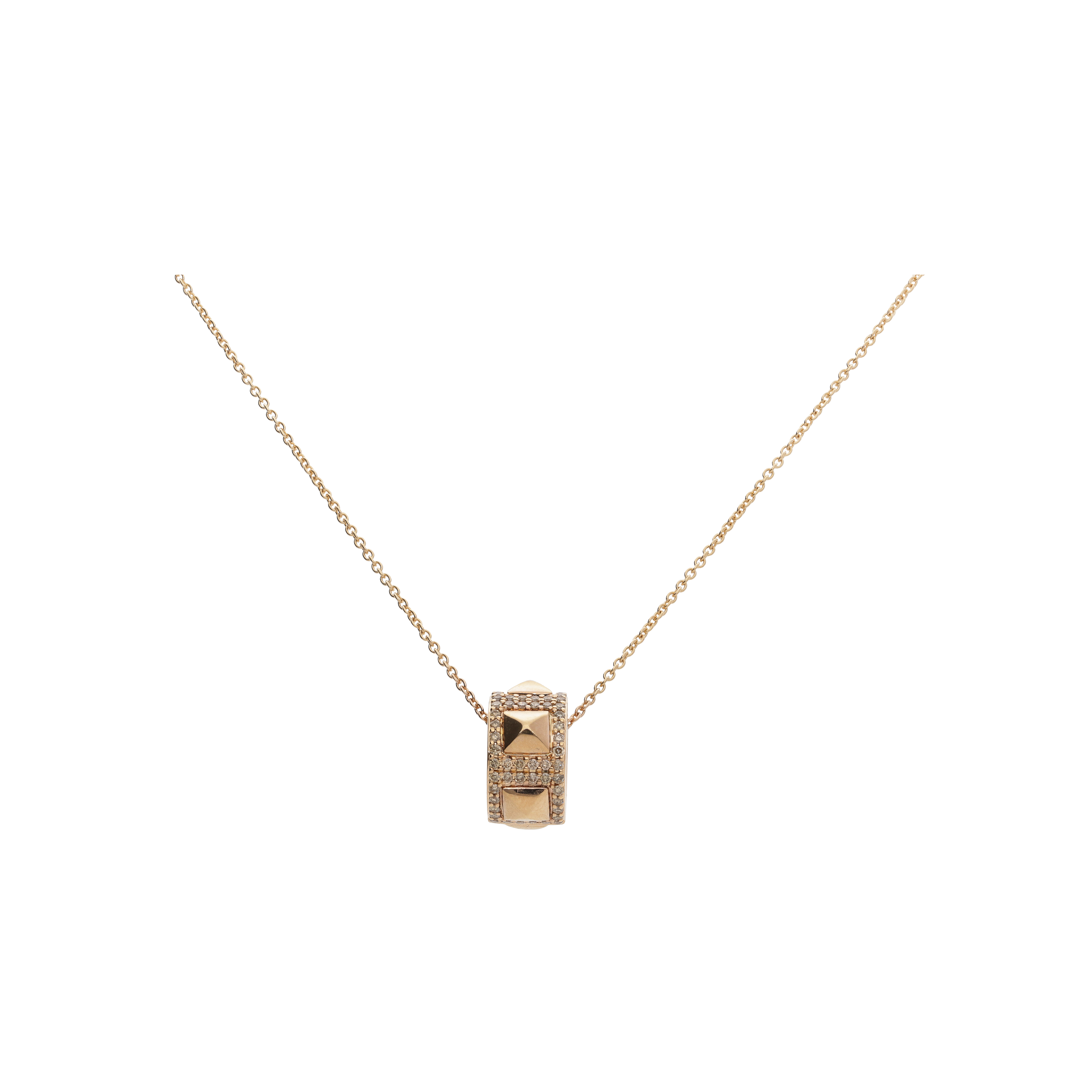 PENDENTE CON CATENA PIRAMIDI IN ORO ROSA E DIAMANTI BROWN - VP29442DBP