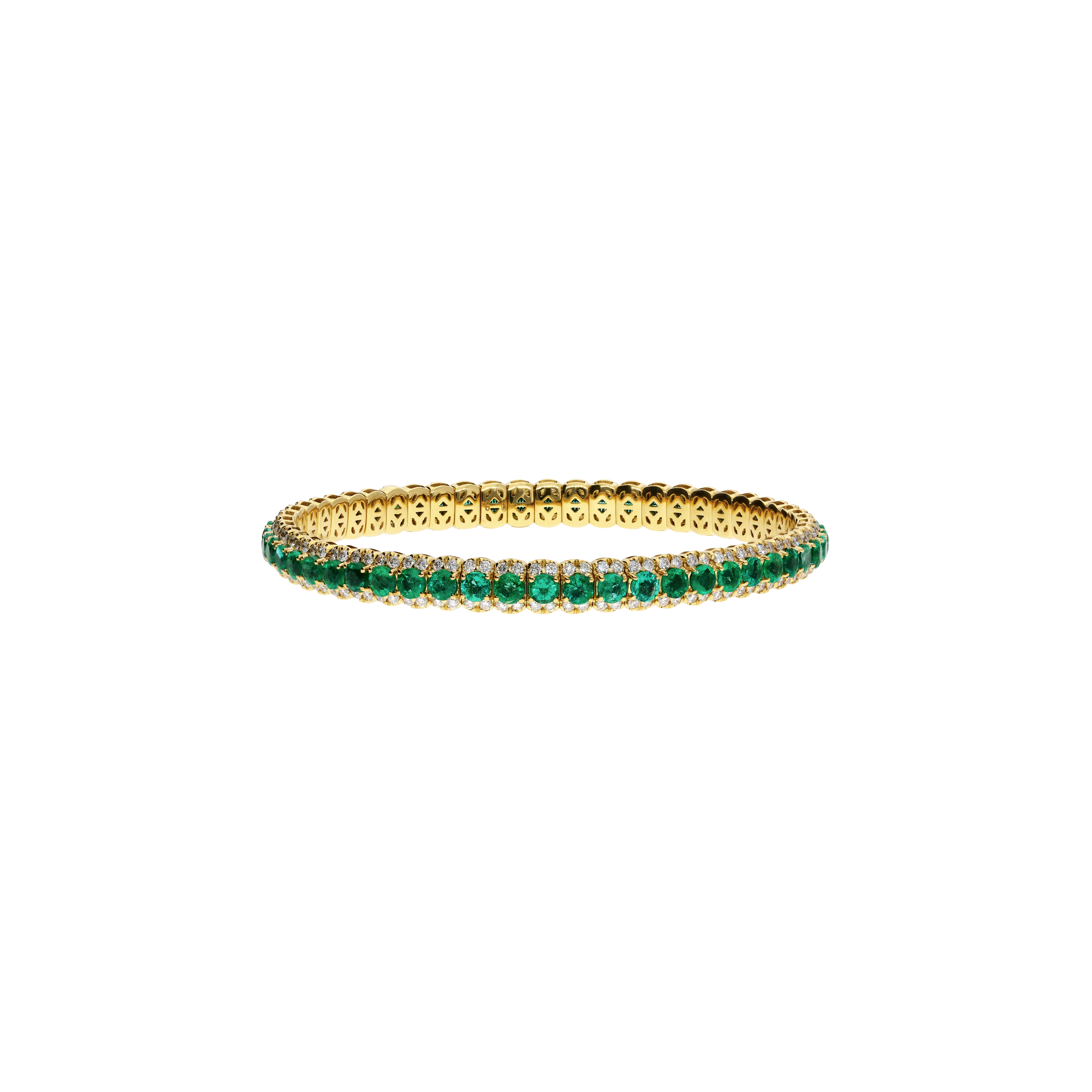 BRACCIALE TENNIS IN ORO GIALLO CON DIAMANTI E SMERALDI - 1PU1482143/54/5