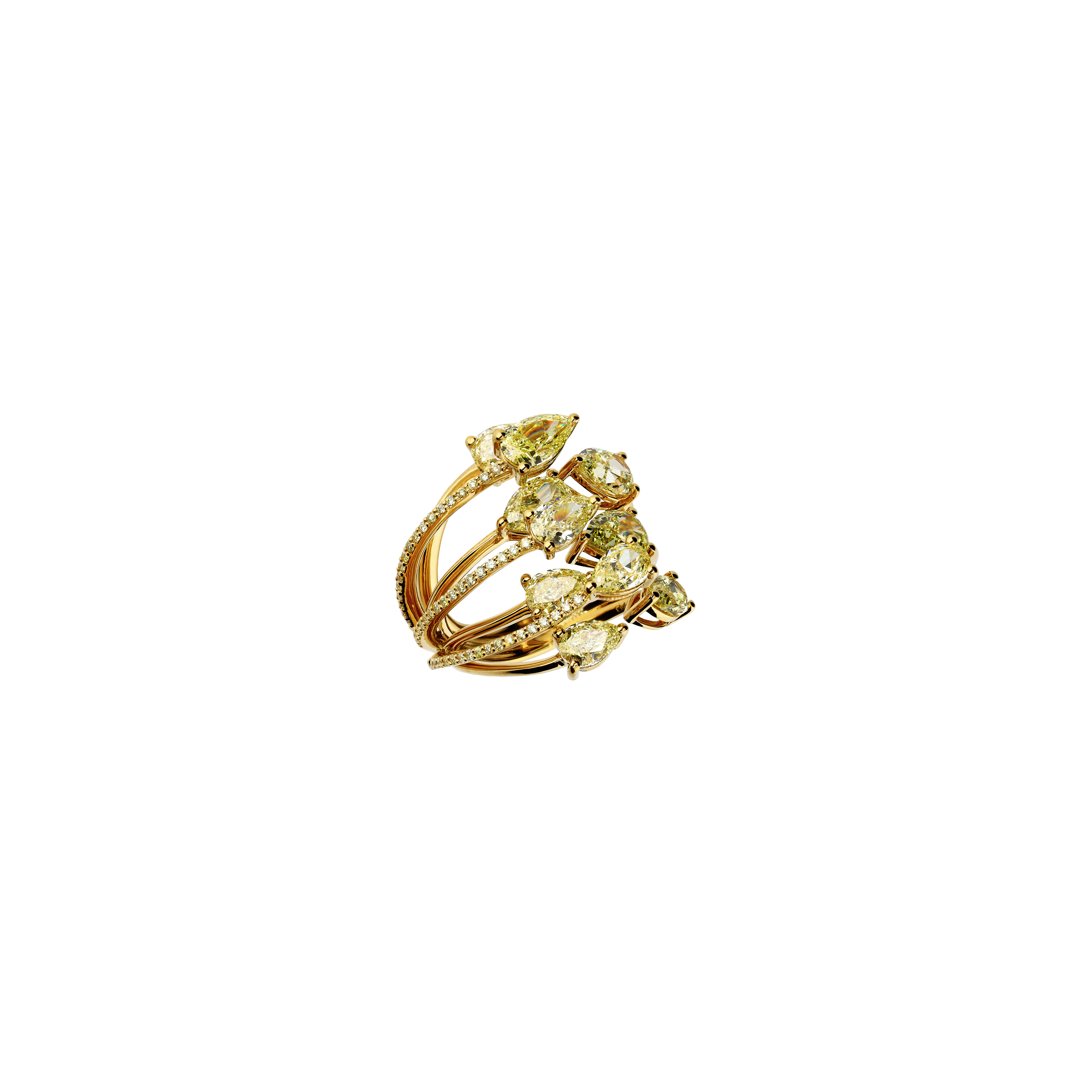 ANELLO RAMI IN ORO GIALLO CON  DIAMANTI FANCY YELLOW - VRH03157DY