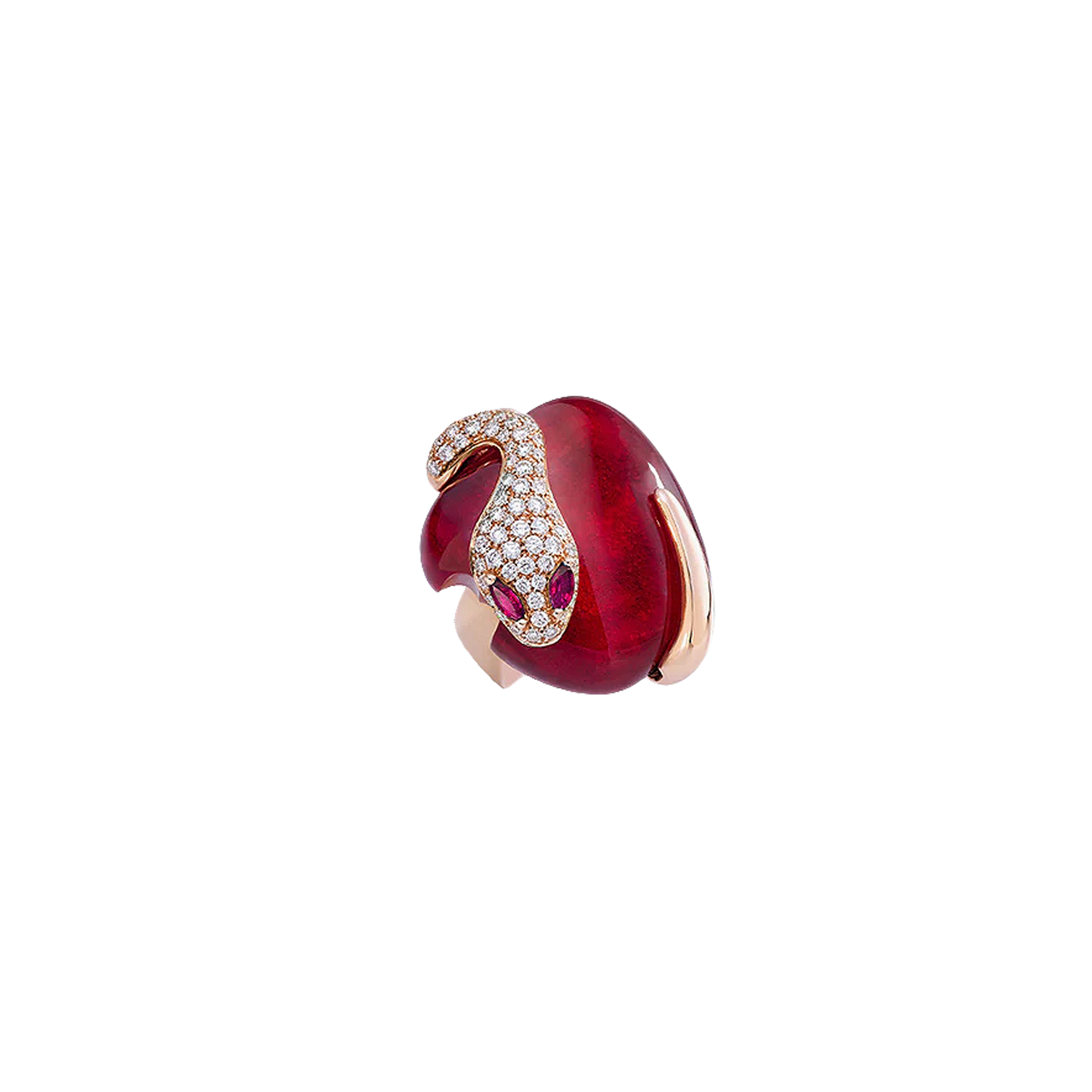 ANELLO MALAFEMMINA IN ORO ROSA CON PAVÉ DI DIAMANTI E RUBINI - DMF07ANRRDIRDRU - DMF07ANRRDIRDRU