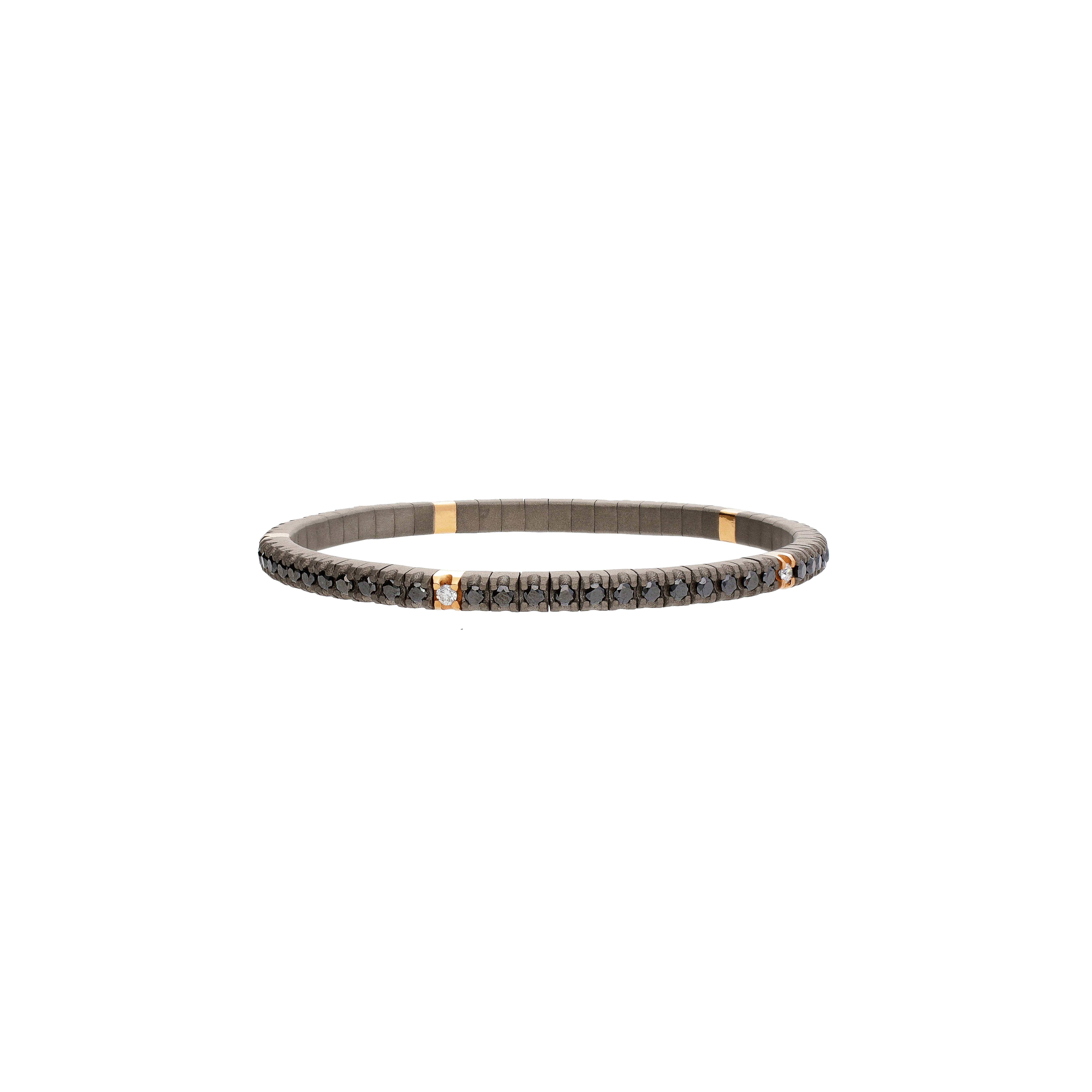 BRACCIALE TENNIS UOMO LOOP IN TITANIO E ORO ROSSO CON DIAMANTI BLACK E DIAMANTI WHITE - TENBRTBR5GBR5PT - TENBRTBR5GBR5PT