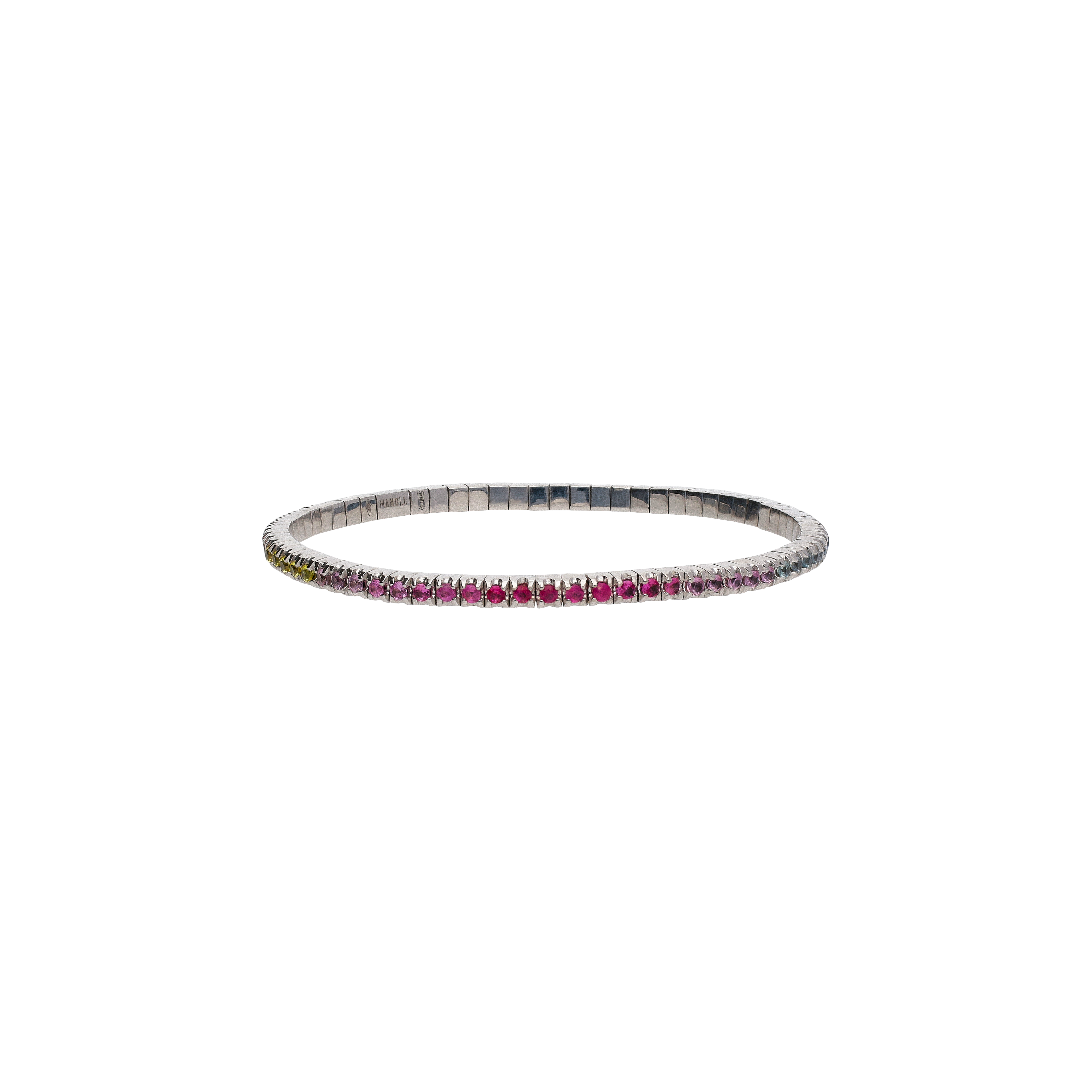 BRACCIALE TENNIS ELASTICO IN ORO BIANCO E ZAFFIRI MULTICOLOR - TENBROBZAMUL9KT - TENBROBZAMUL9KT