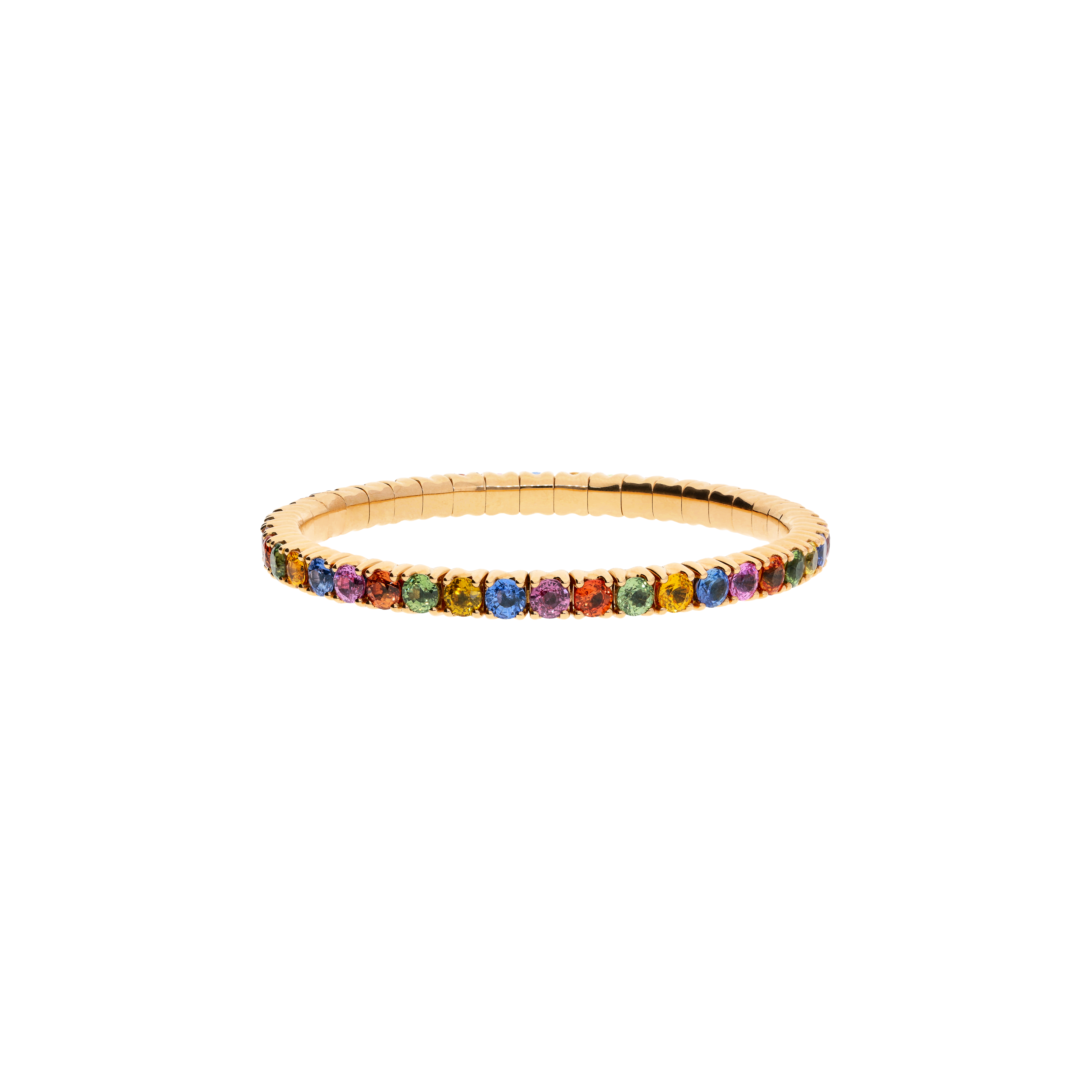 BRACCIALE TENNIS ELASTICO RAINBOW IN ORO ROSA E ZAFFIRI MULTICOLOR - 1PU1790011/42/9