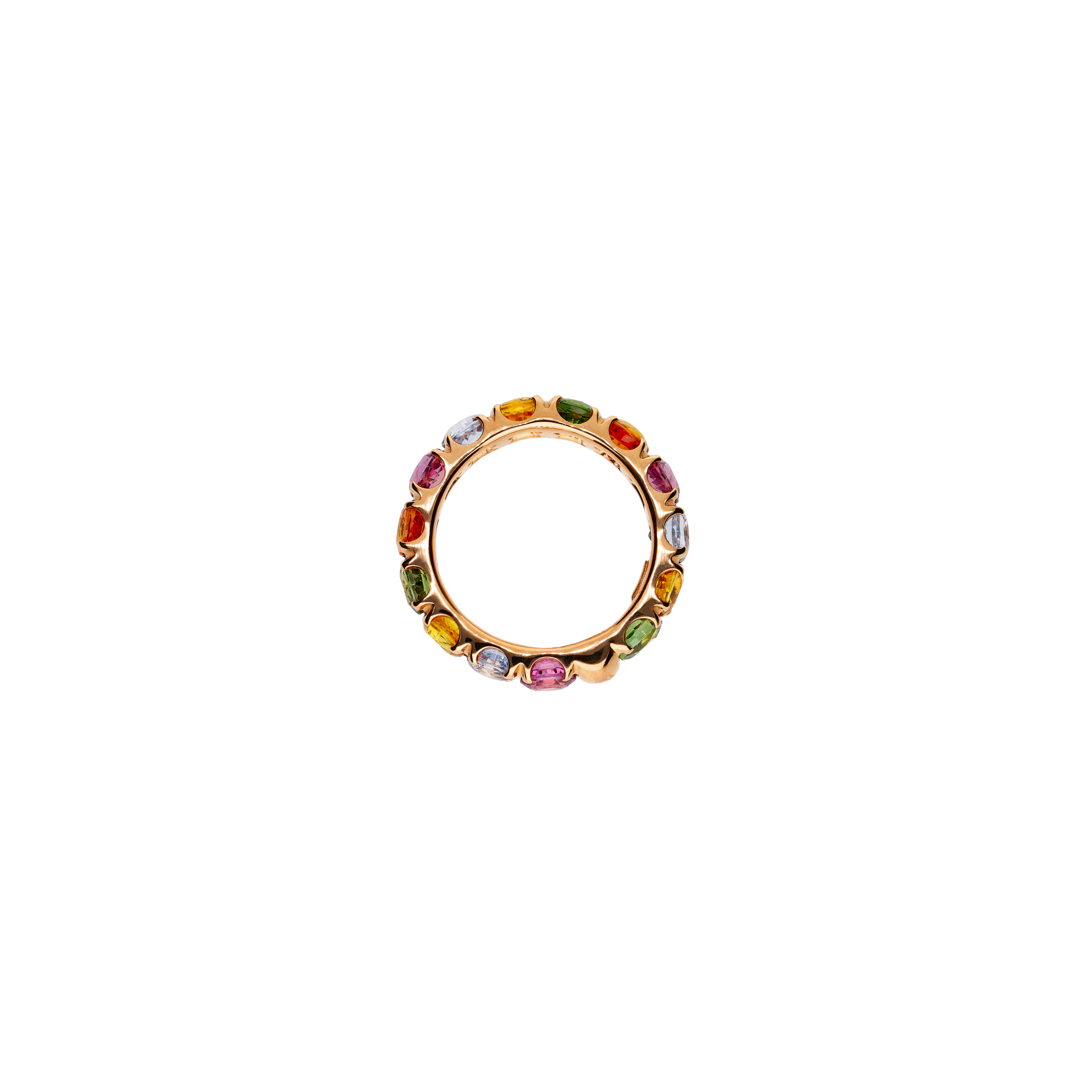 ANELLO VERETTA RAINBOW IN ORO ROSA E ZAFFIRI MULTICOLOR - 1AN0032195/14/1