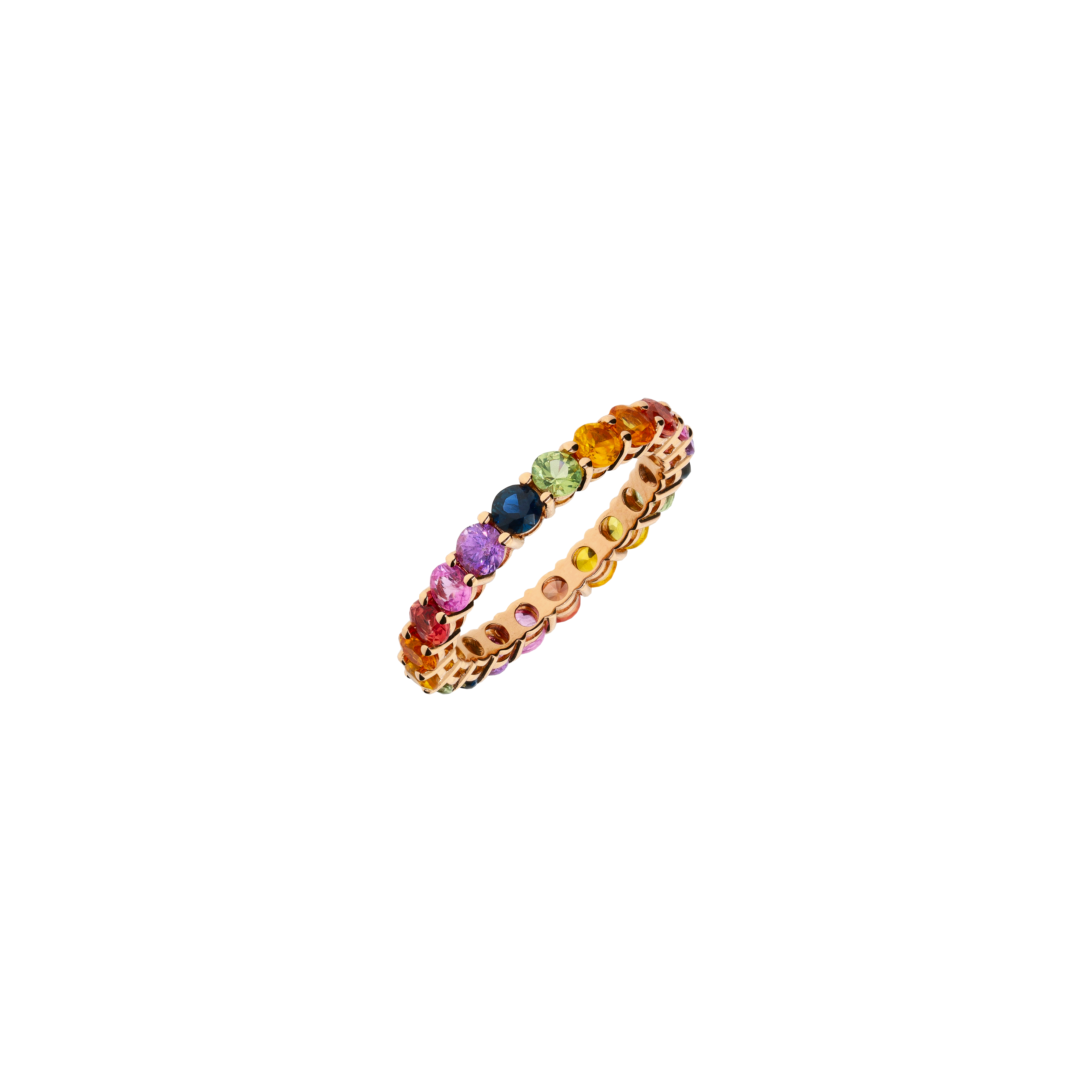 ANELLO VERETTA RAINBOW IN ORO ROSA E ZAFFIRI MULTICOLOR - KR1125/MS