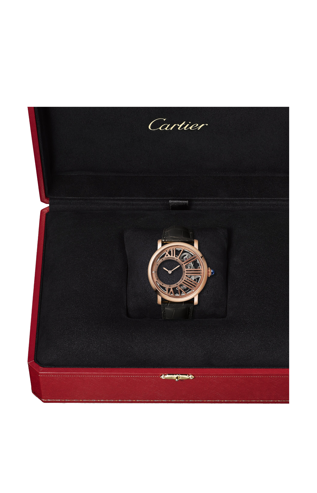 ROTONDE DE CARTIER HEURE MYSTÉRIEUSE, SCHELETRATO, ORO ROSA, MANUALE - WHRO0060