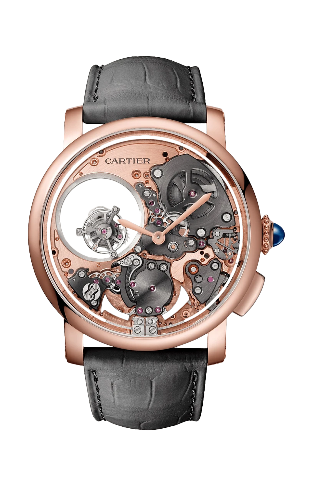 ROTONDE DE CARTIER RIPETIZIONE MINUTI DOPPIO TOURBILLON MISTERIOSO, ORO ROSA, MANUALE - WHRO0061