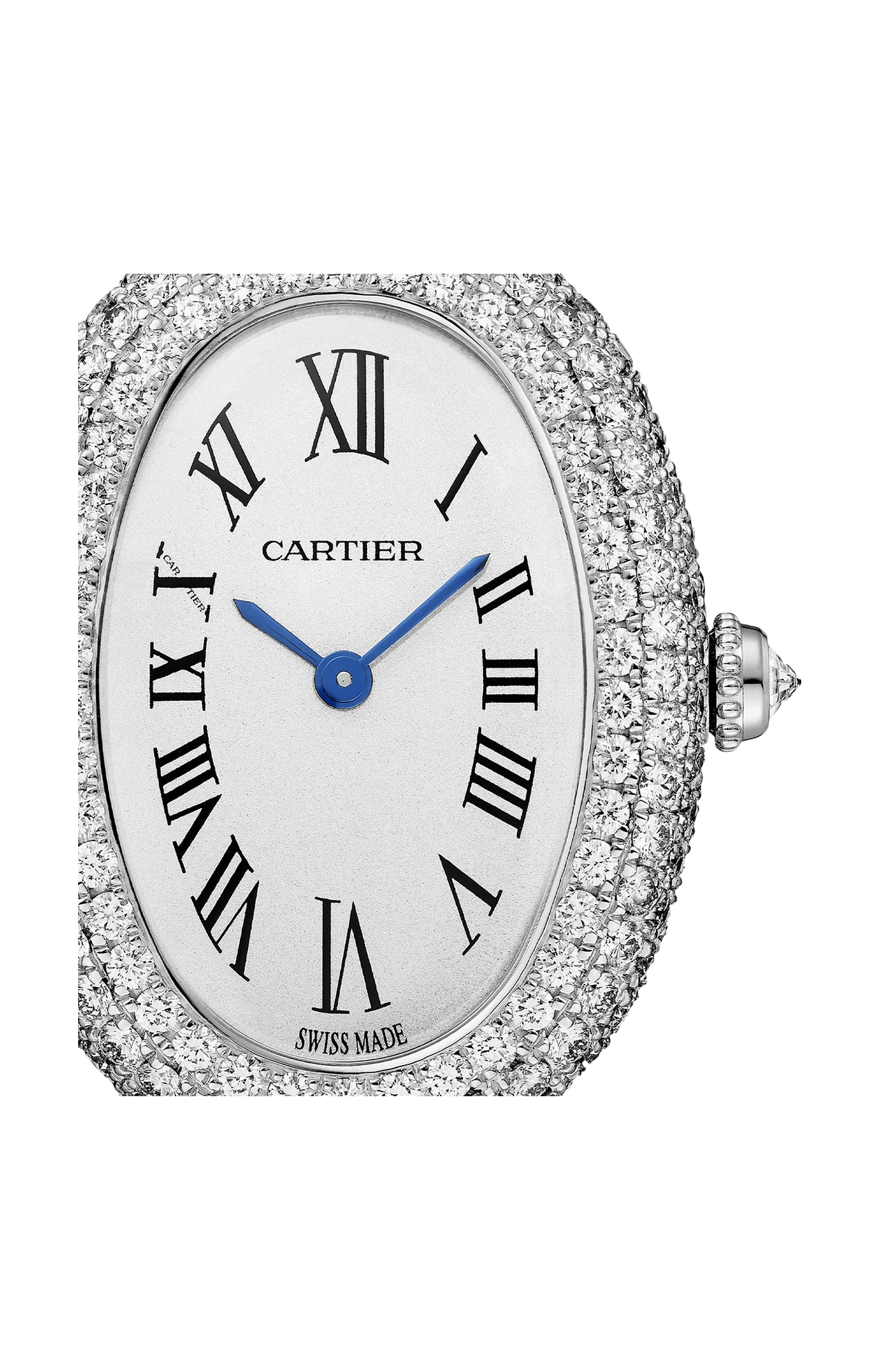 BAIGNOIRE DE CARTIER MODELLO PICCOLO, ORO BIANCO, DIAMANTI, QUARZO - WJBA0020