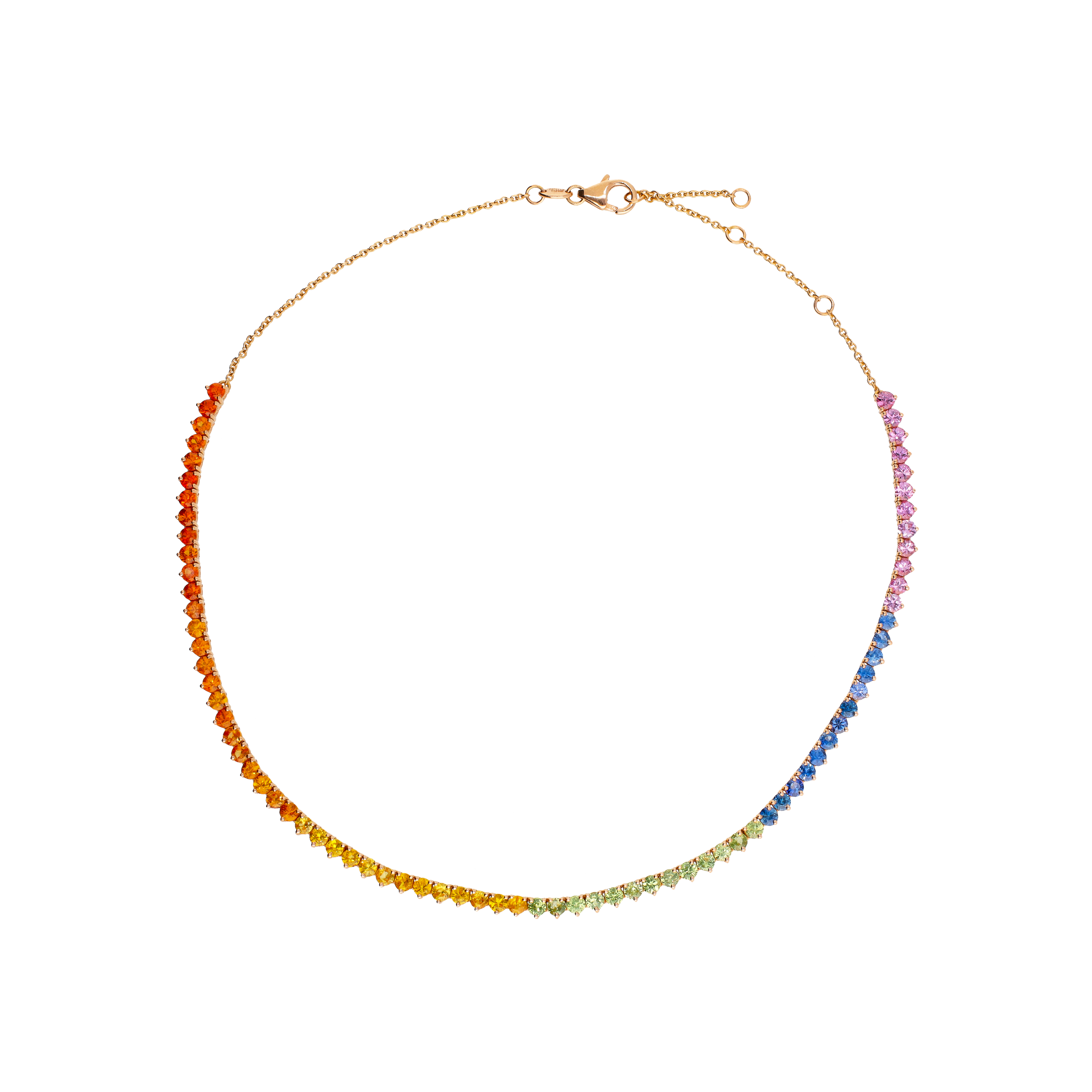 COLLANA GIROCOLLO RAINBOW IN ORO ROSA CON ZAFFIRI MULTICOLOR - AN3408MS