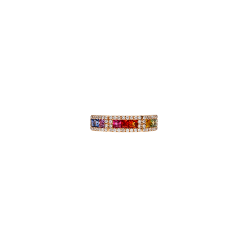 ANELLO RAINBOW IN ORO ROSA CON ZAFFIRI MULTICOLOR E DIAMANTI - KR1431/MS