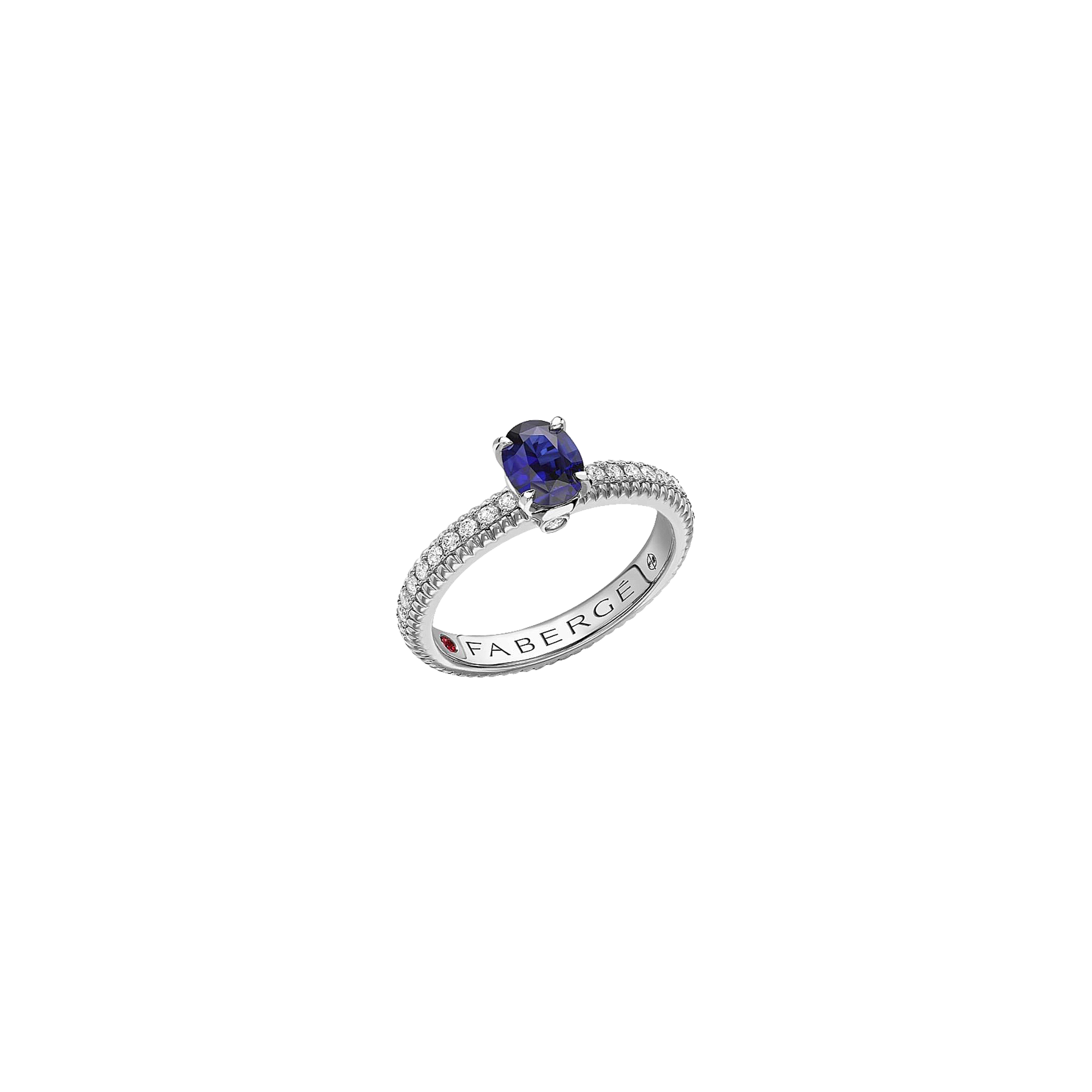 ANELLO COLOURS OF LOVE IN ORO BIANCO CON DIAMANTI E ZAFFIRO BLU - 831RG1645