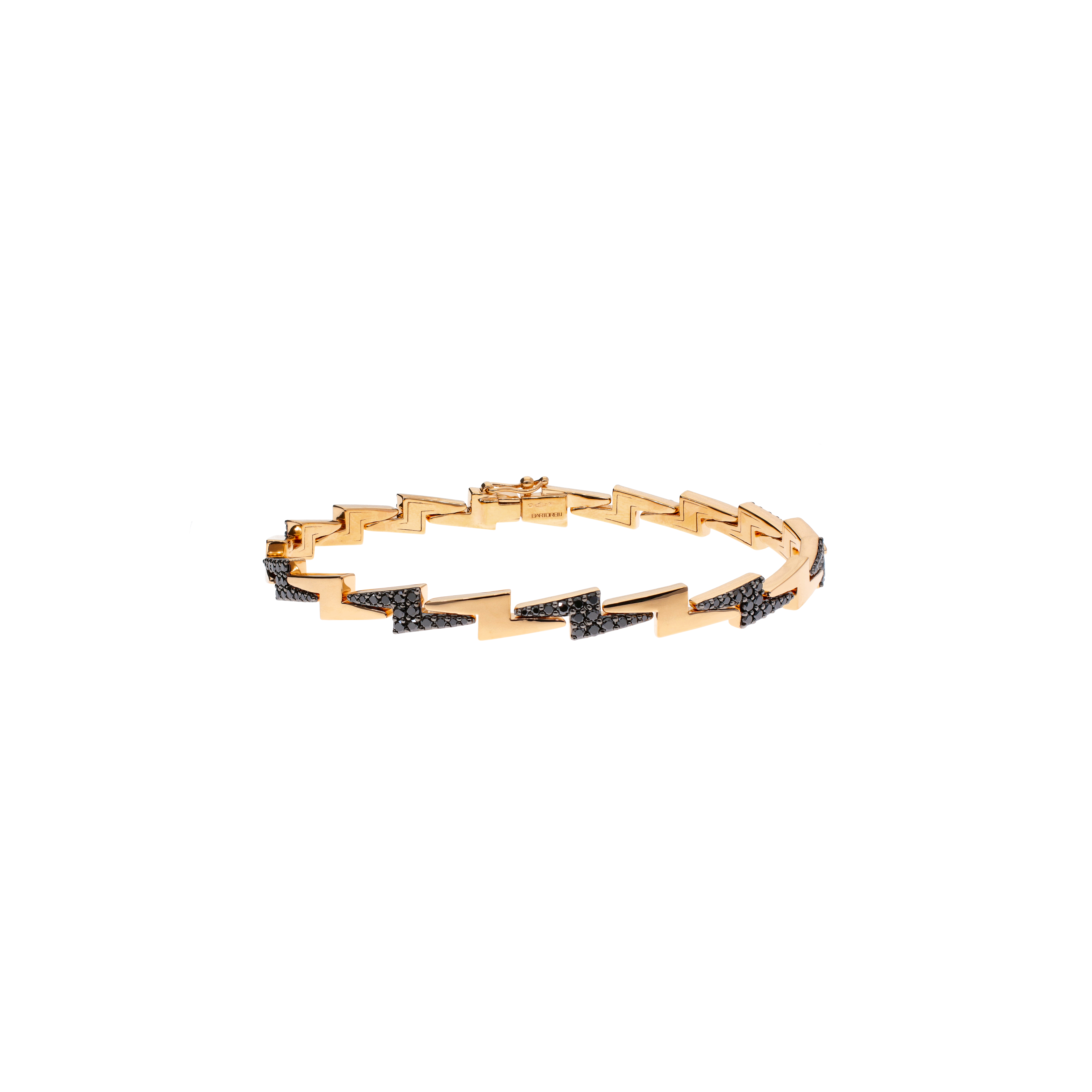 BRACCIALE FULMINE IN ORO ROSA CON DIAMANTI NERI - VB29269DKP