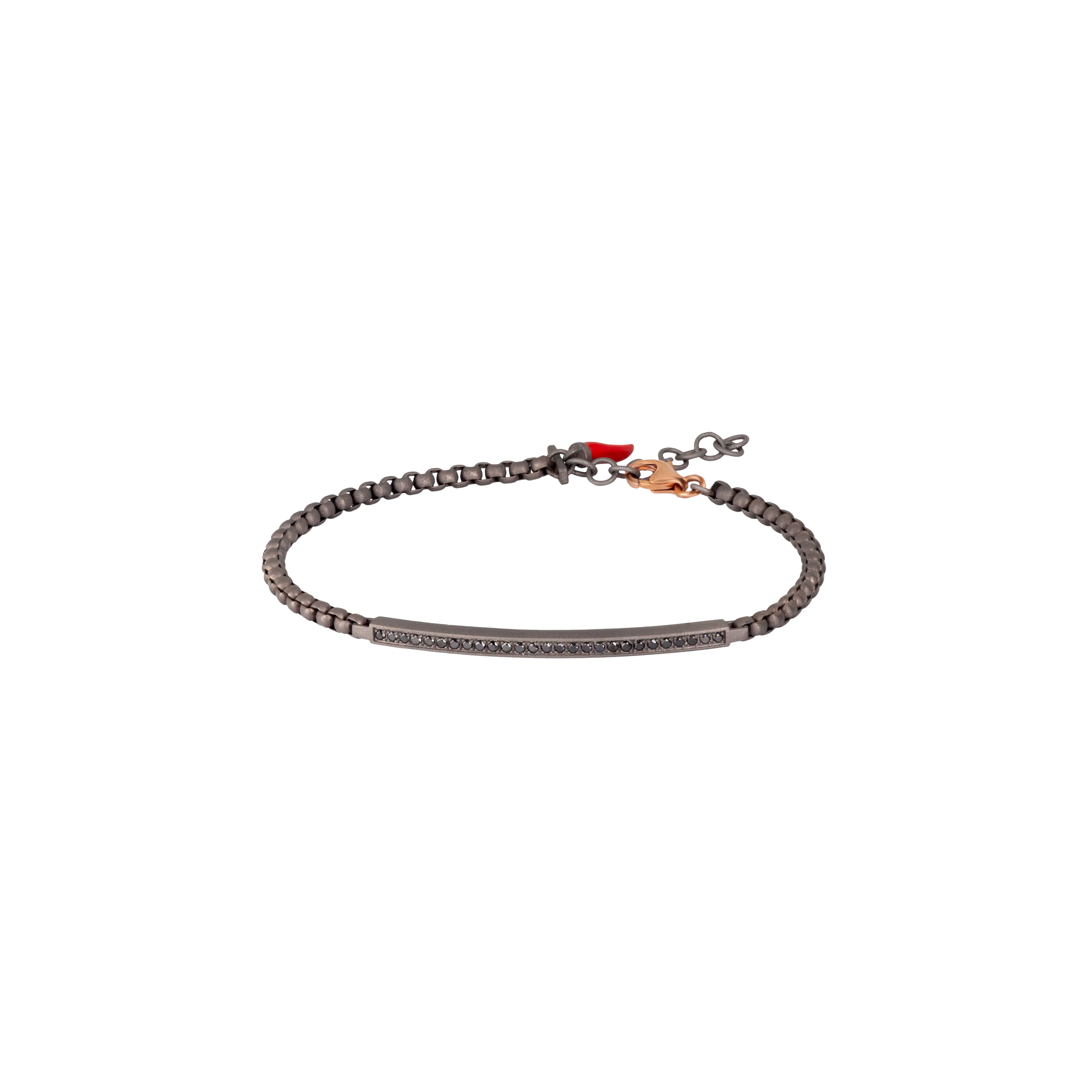 BRACCIALE UOMO CON CATENINA SCOOBY DOO E TARGHETTA IN TITANIO CON DIAMANTI BLACK - CATSCOBRTTARTB