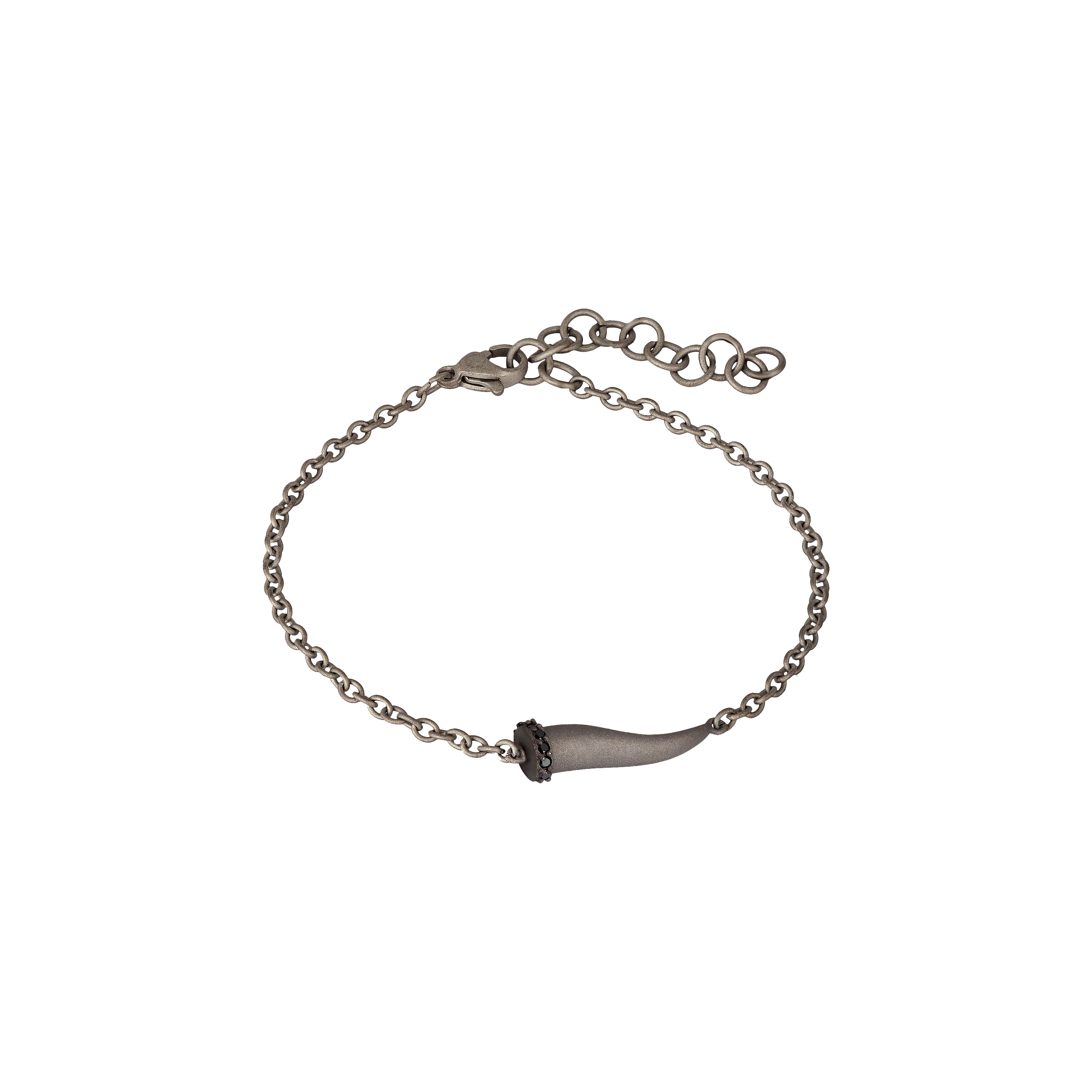 BRACCIALE CHARMS UOMO LUCKY HORN CON CORNETTO IN TITANIO, 5 BLACK E CATENA - CHBRT5BBRK