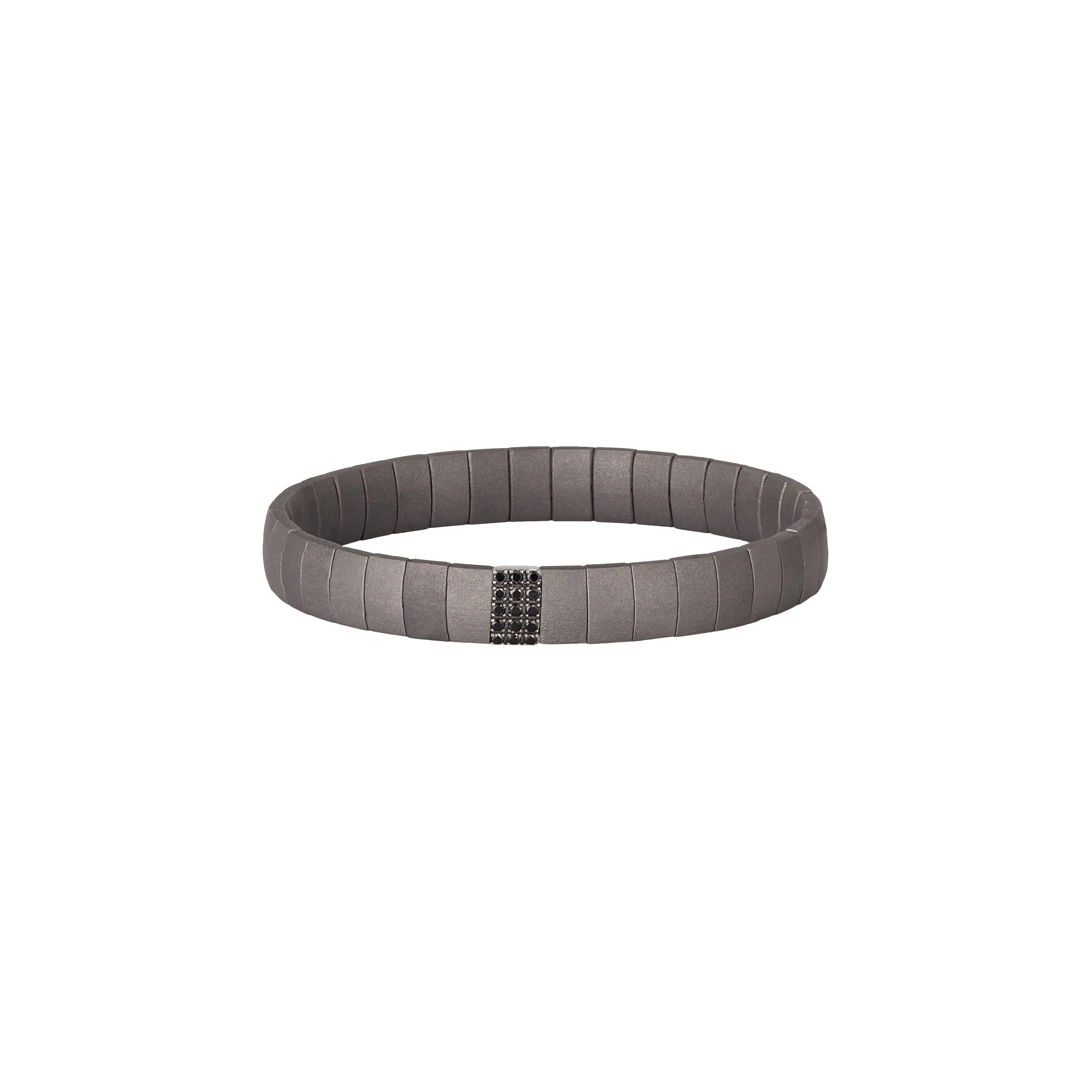 BRACCIALE UOMO LOOP IN TITANIO A DOPPIA MOLLA CON UN MODULO IN ORO BIANCO 9 KT E DIAMANTI BLACK - SPRBRBOBMTBRBIG