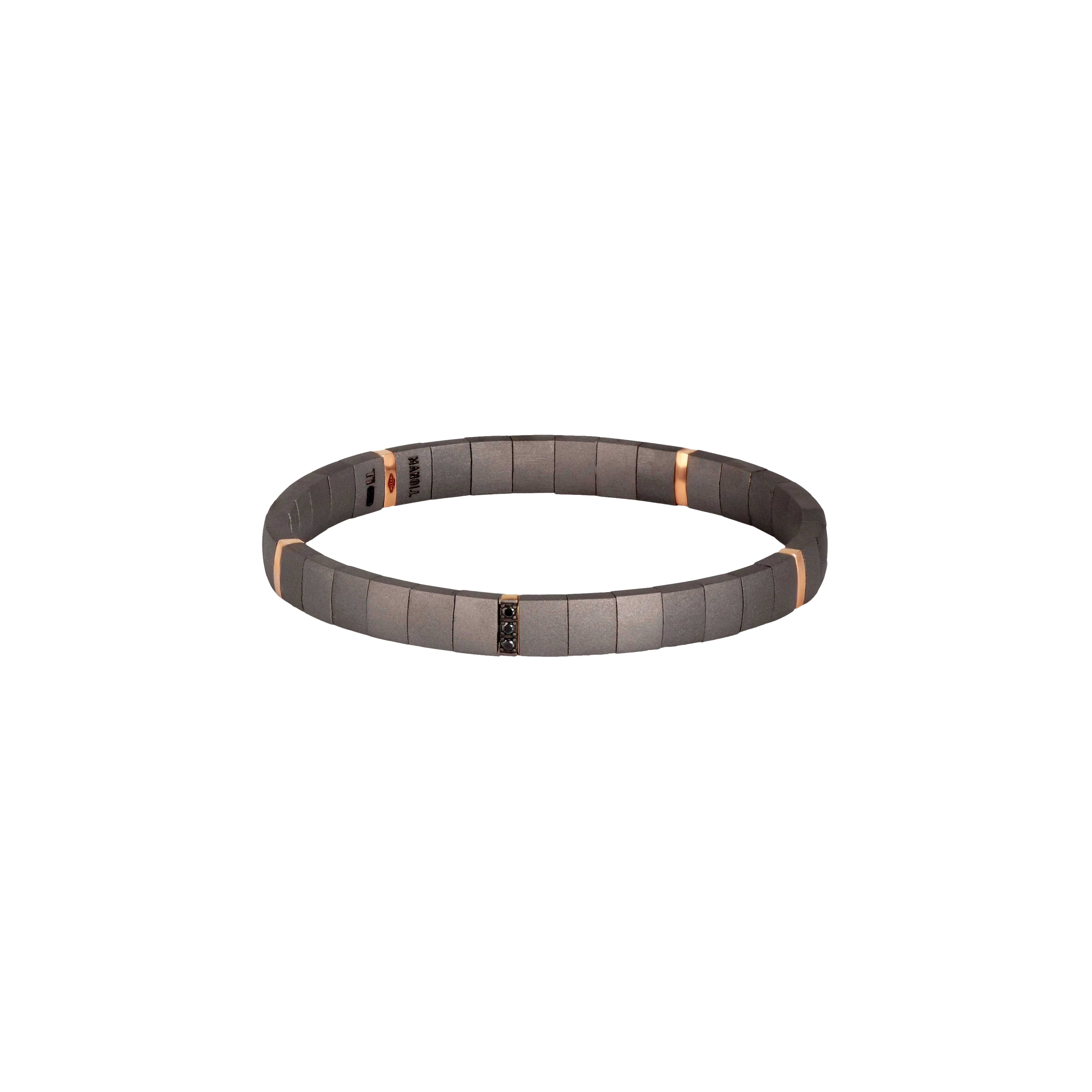 BRACCIALE UOMO LOOP IN TITANIO A DOPPIA MOLLA CON 5 MODULI MEDI IN ORO ROSSO 9 KT E DIAMANTI BLACK - SPRBRBOMT5ORBBR