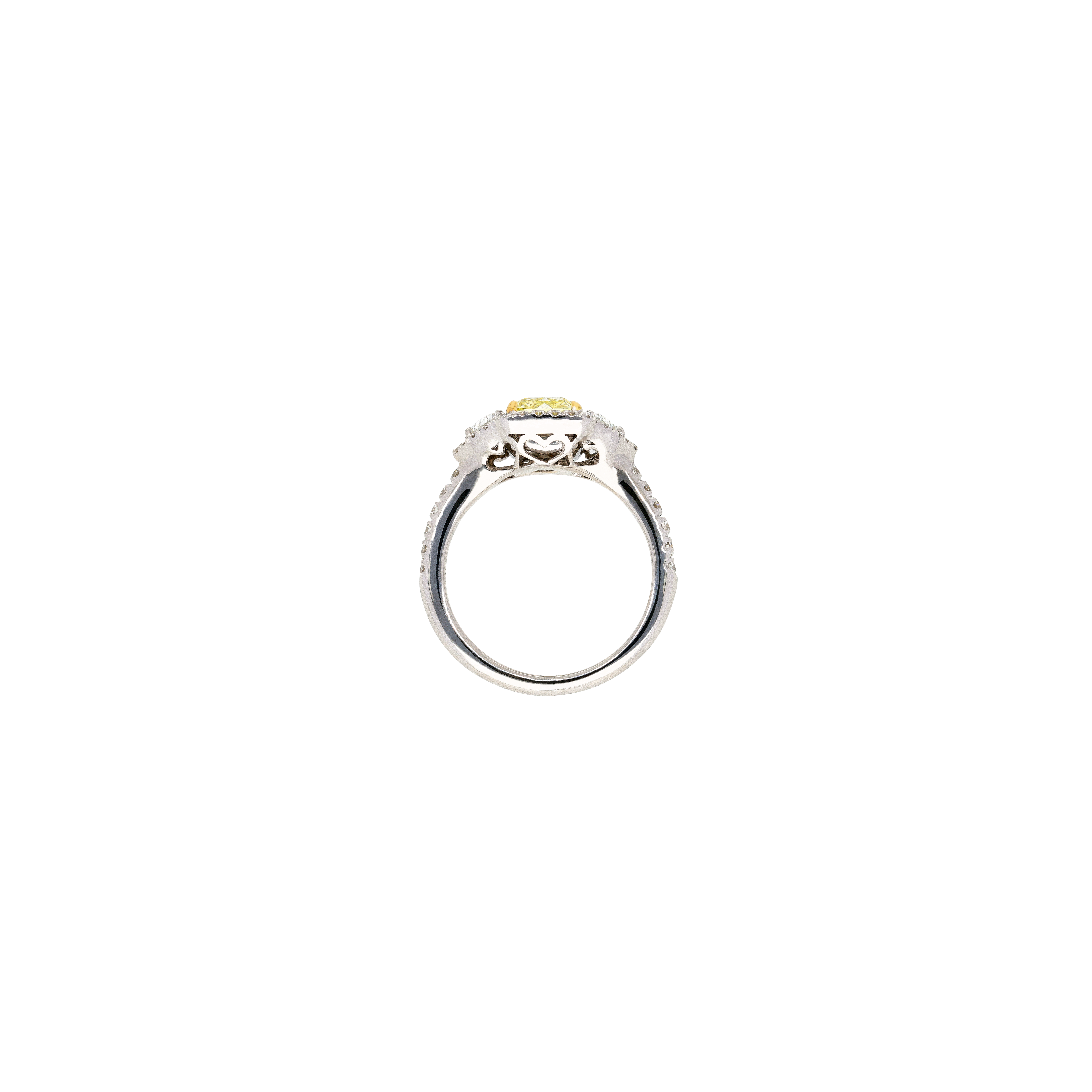 ANELLO SOLITARIO IN ORO BIANCO CON DIAMANTE FANCY YELLOW - 000-3915NS