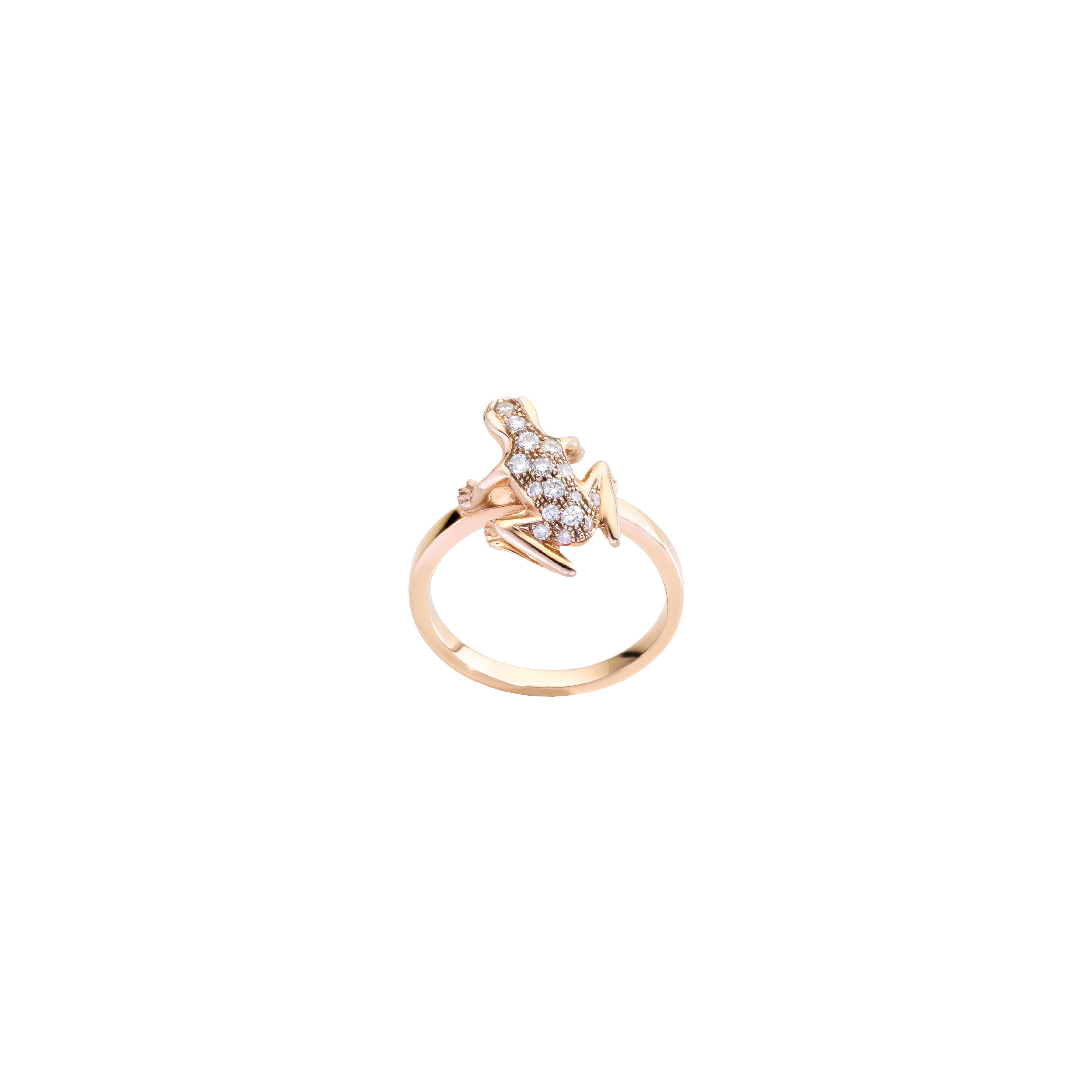 ANELLO KISSING FROG IN ORO ROSA E DIAMANTI - DHF04ANRRDI